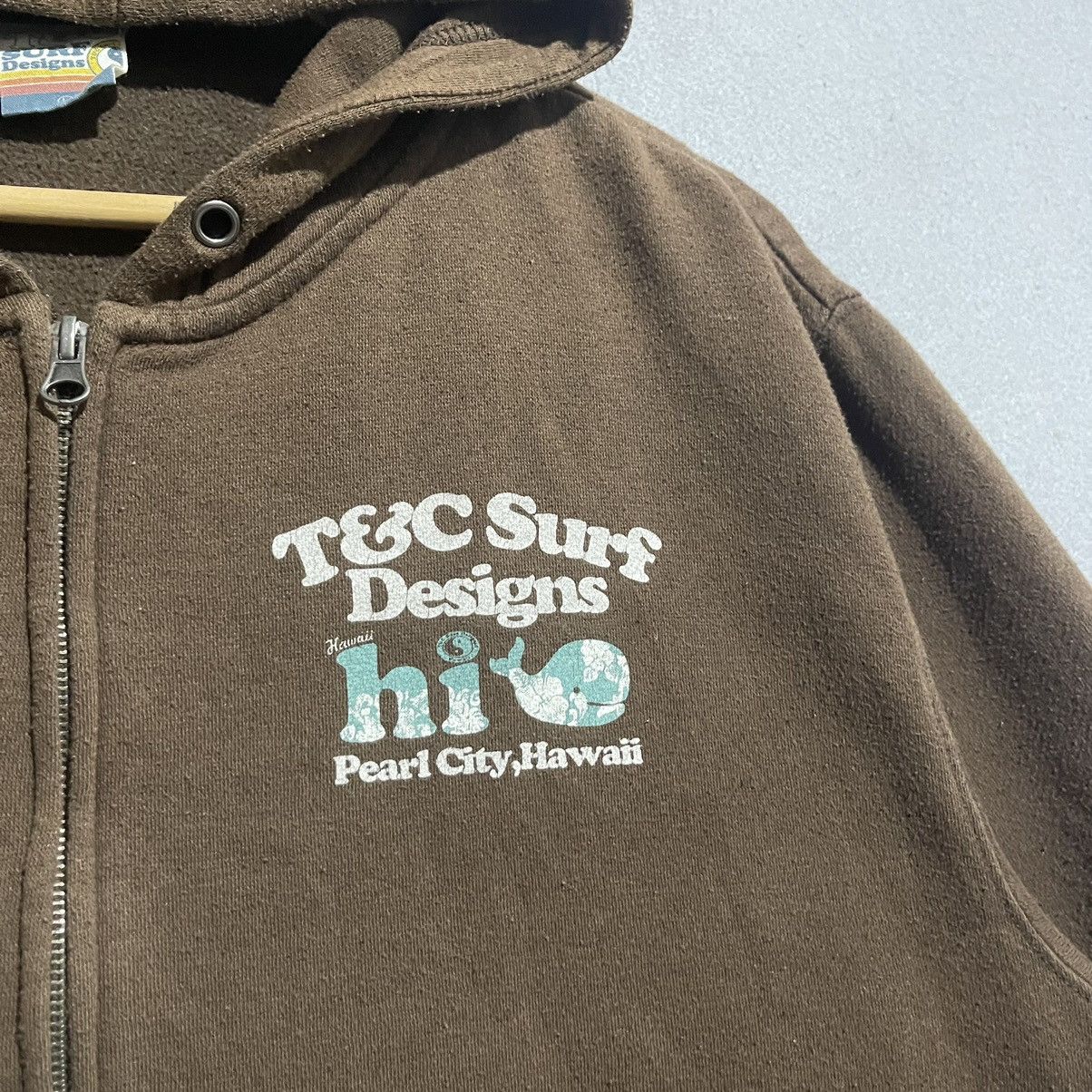 Vintage Vintage 90s T&C Surf Designs Hoodie Brown Full Zip Hoodie Size US XL / EU 56 / 4 - 6 Thumbnail