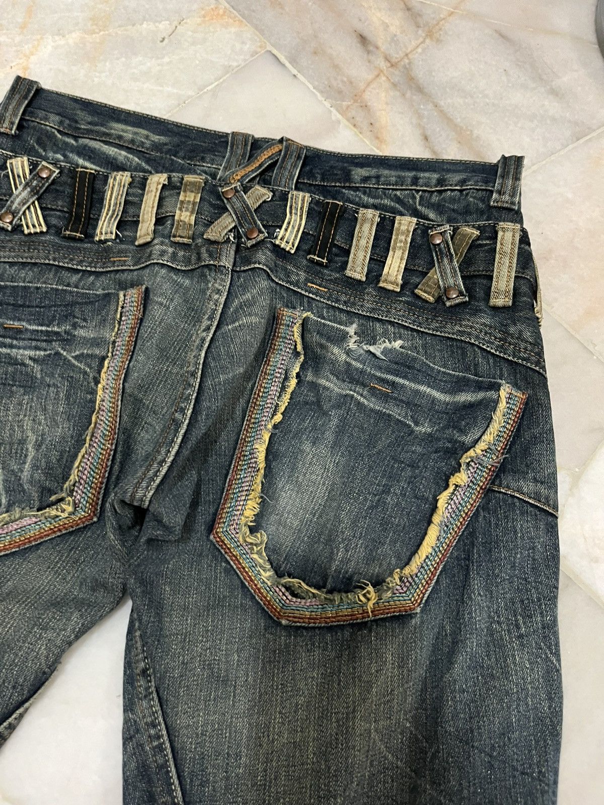 Japanese Brand DOUBLE WAIST DOMINATE HANDCRAFTED DISTRESED DENIM Size US 32 / EU 48 - 10 Thumbnail
