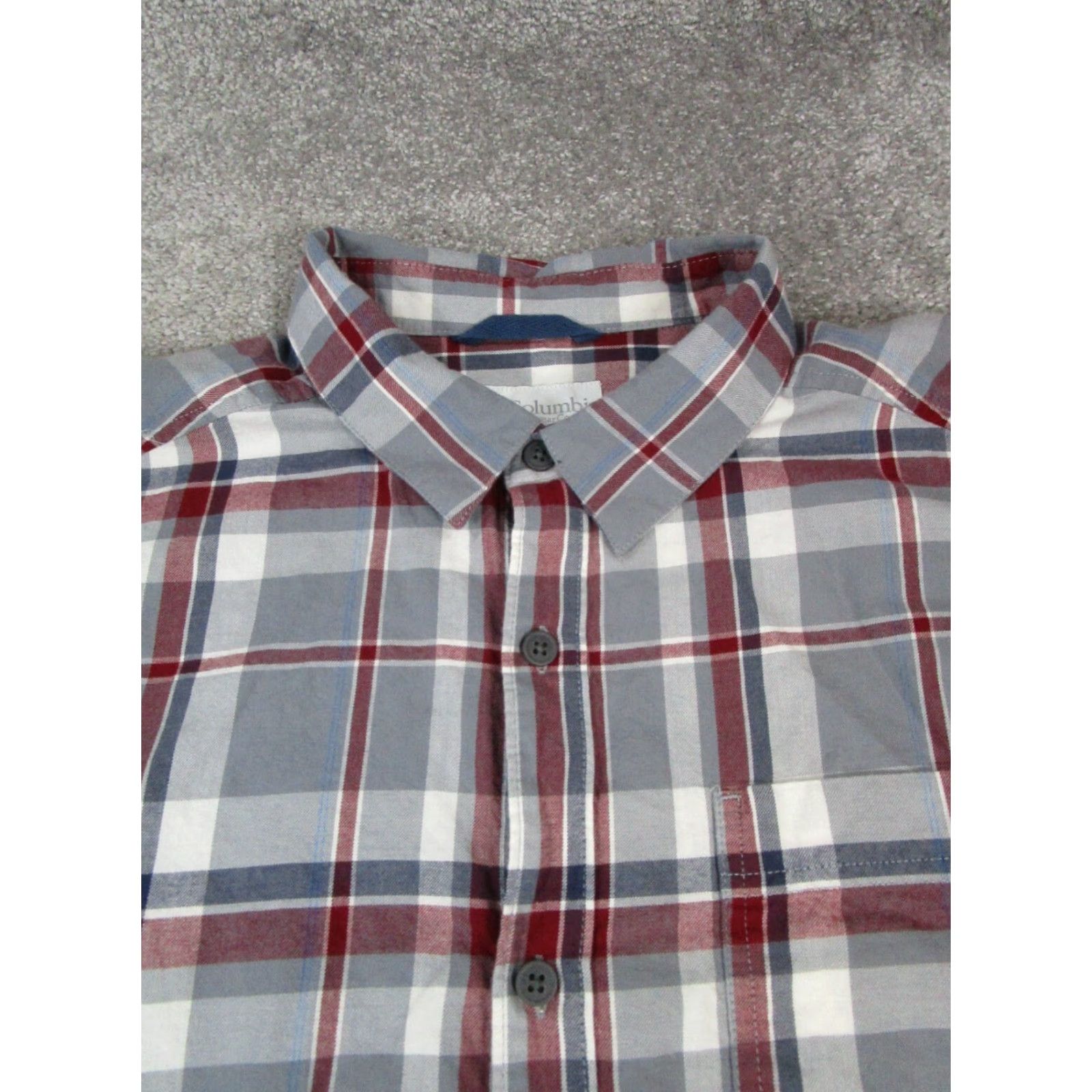 Vintage Columbia Shirt Mens Large Blue Gray Red Cotton Flannel Button-Up Size US L / EU 52-54 / 3 - 2 Thumbnail