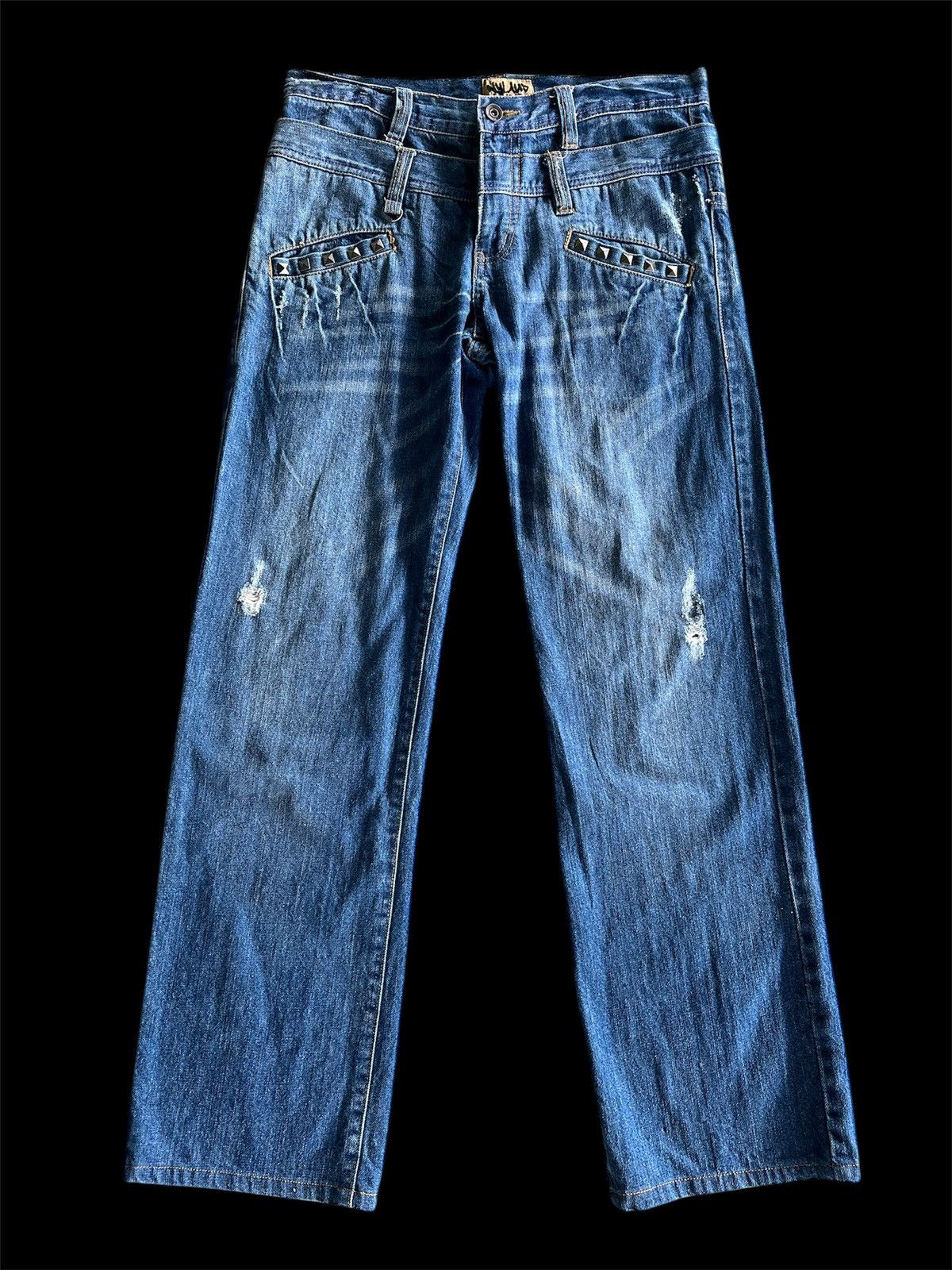 If Six Was Nine × Japanese Brand × Vintage Doublewaist Studded Pocket Nyalus Denim Size US 31 - 1 Thumbnail