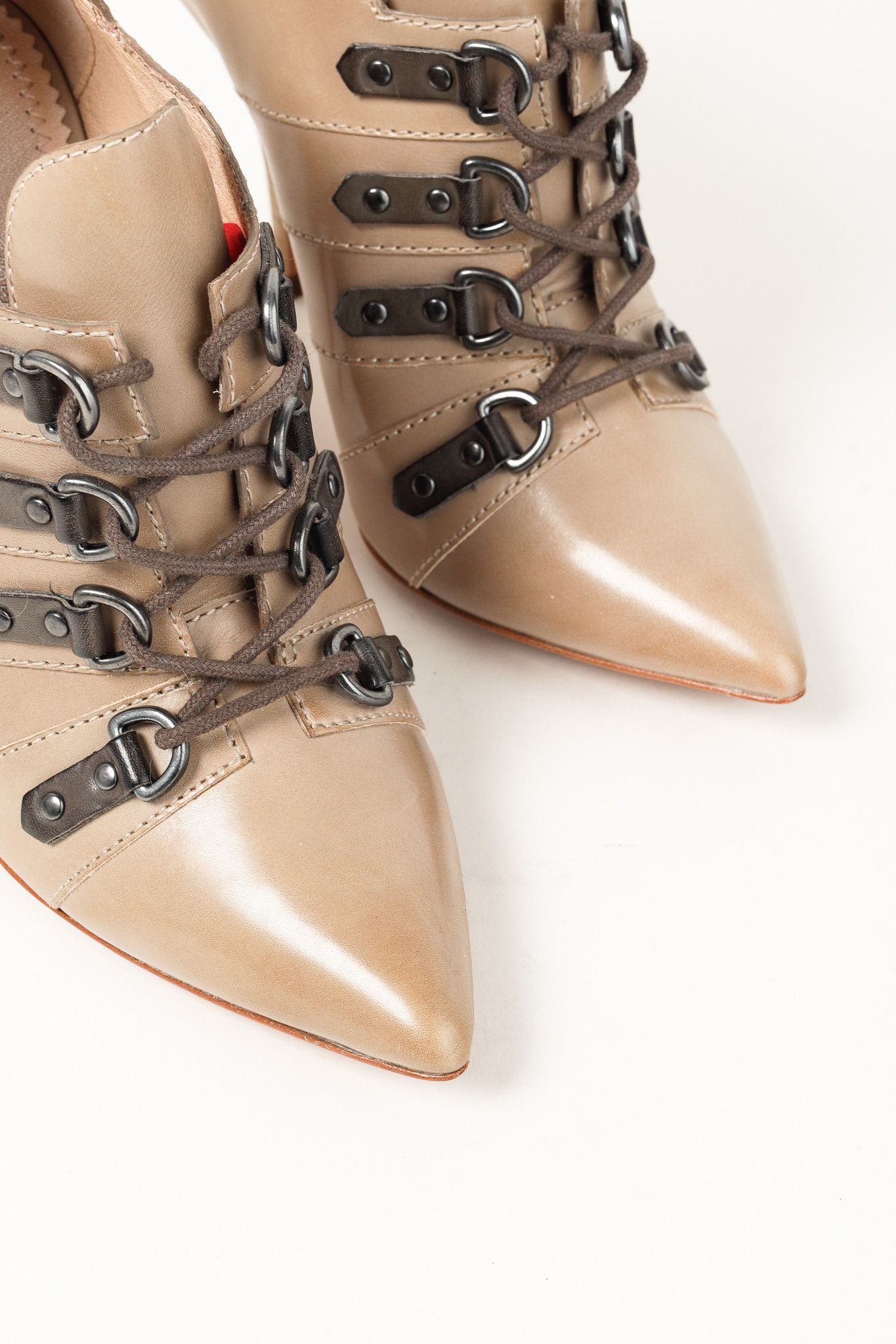 CAZABAT Jean-Michel Cazabat Ida Pointed Toe Stacked Leather Heels Size US 7.5 / IT 37.5 - 6 Thumbnail