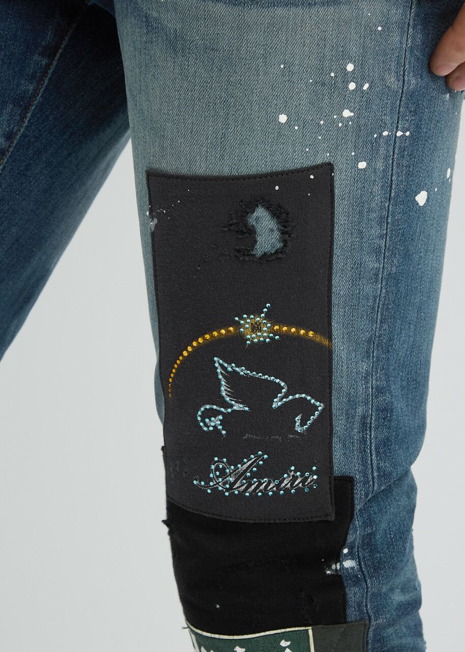 Amiri oc11z0126 Lounge Patch-Appliqué Jeans in Blue Size US 32 / EU 48 - 5 Thumbnail