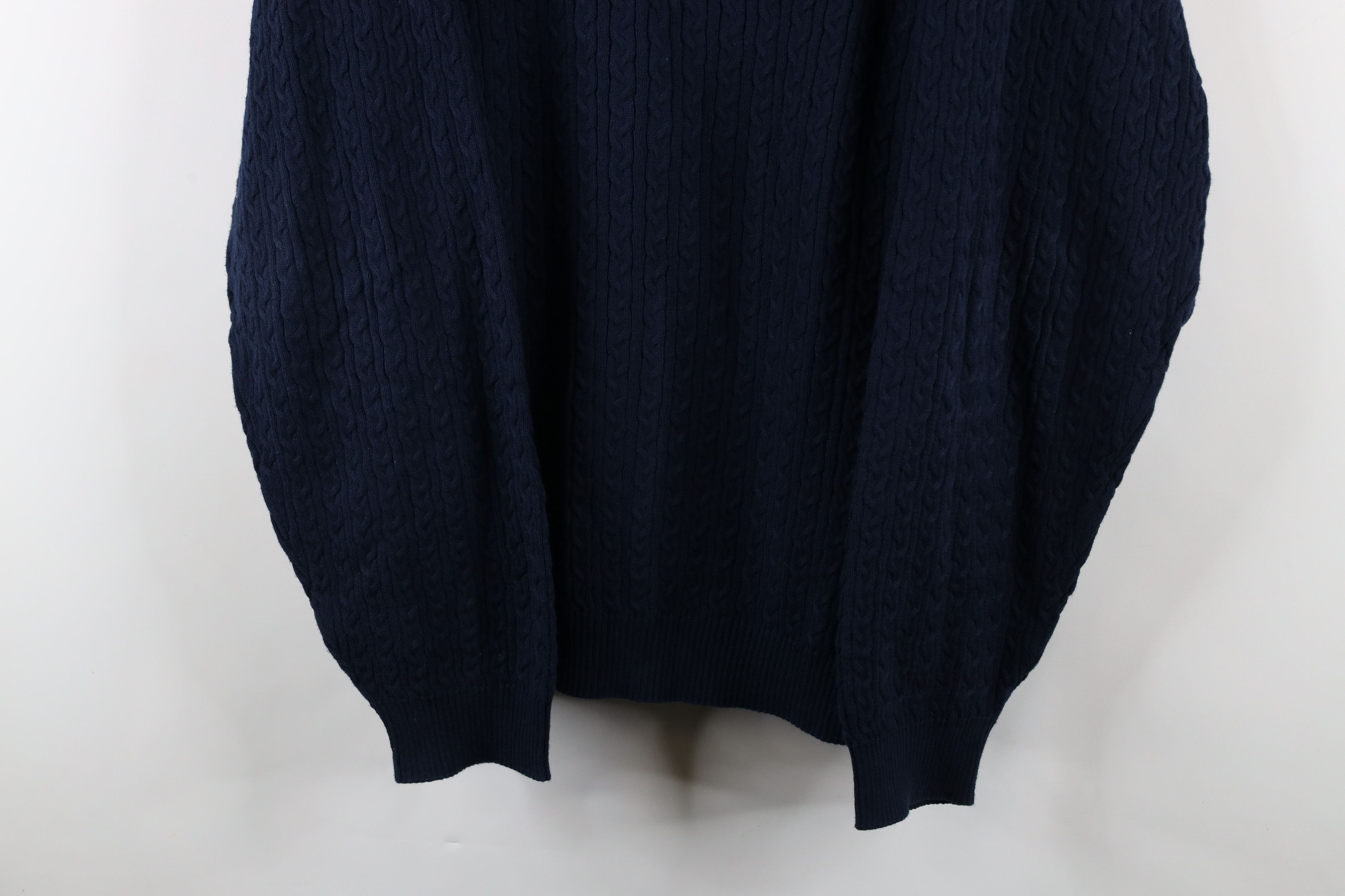 Vintage Vintage 90s Streetwear Cotton Cable Knit V-Neck Sweater Blue Size US XXL / EU 58 / 5 - 3 Thumbnail