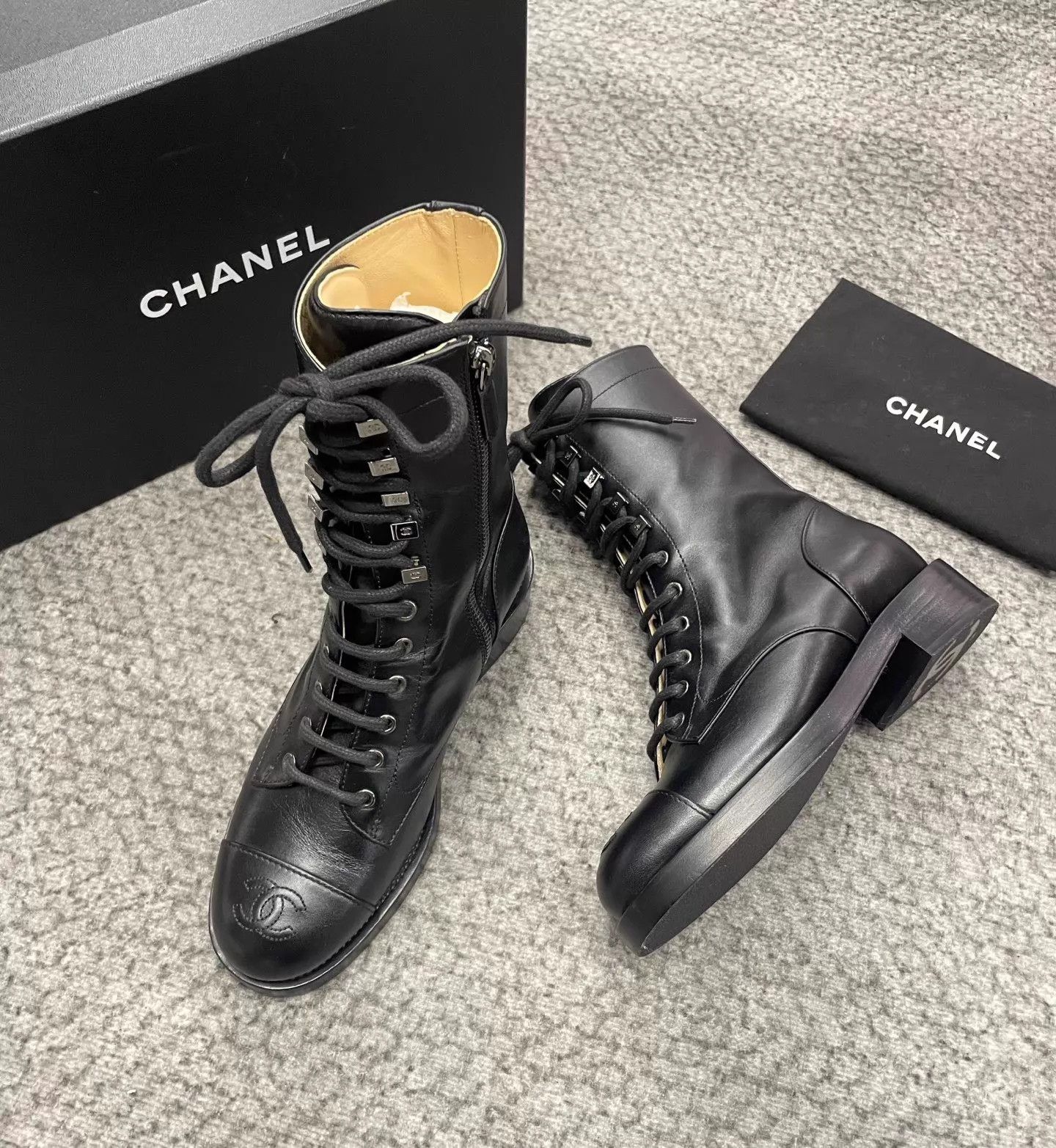 Chanel CHANEL pre-owned matte black mid-calf boots 37c Size US 6.5 / IT 36.5 - 4 Thumbnail