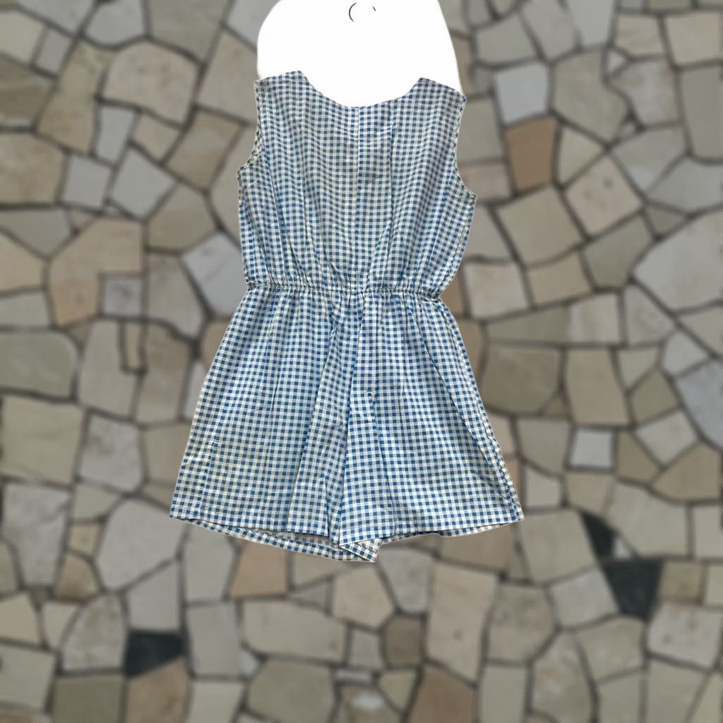 Vintage Vintage-Style Blue White Gingham Romper Womens Medium Sleeveless #638A Size 32" / US 10 / IT 46 - 1 Thumbnail