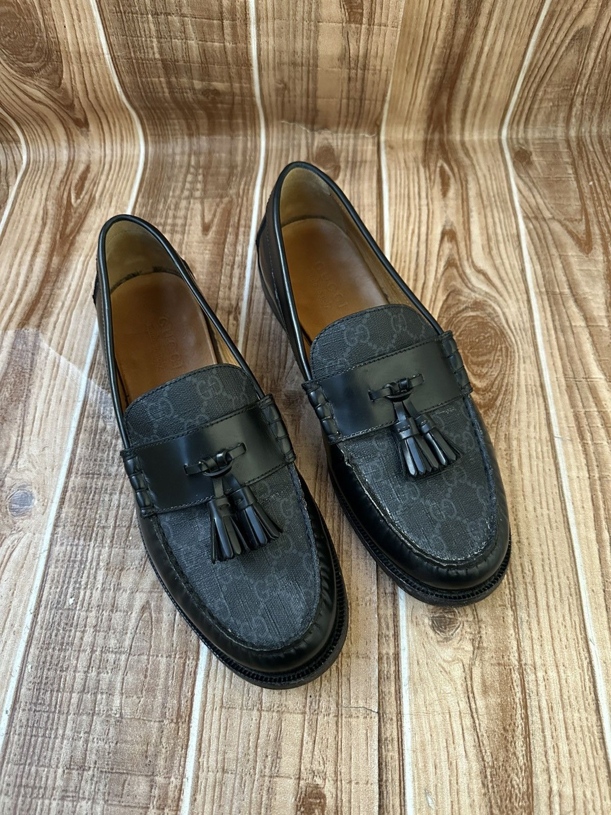 Gucci Gucci GG Logo Black Tassel Leather Loafers Size US 9.5 / EU 42-43 - 21 Thumbnail