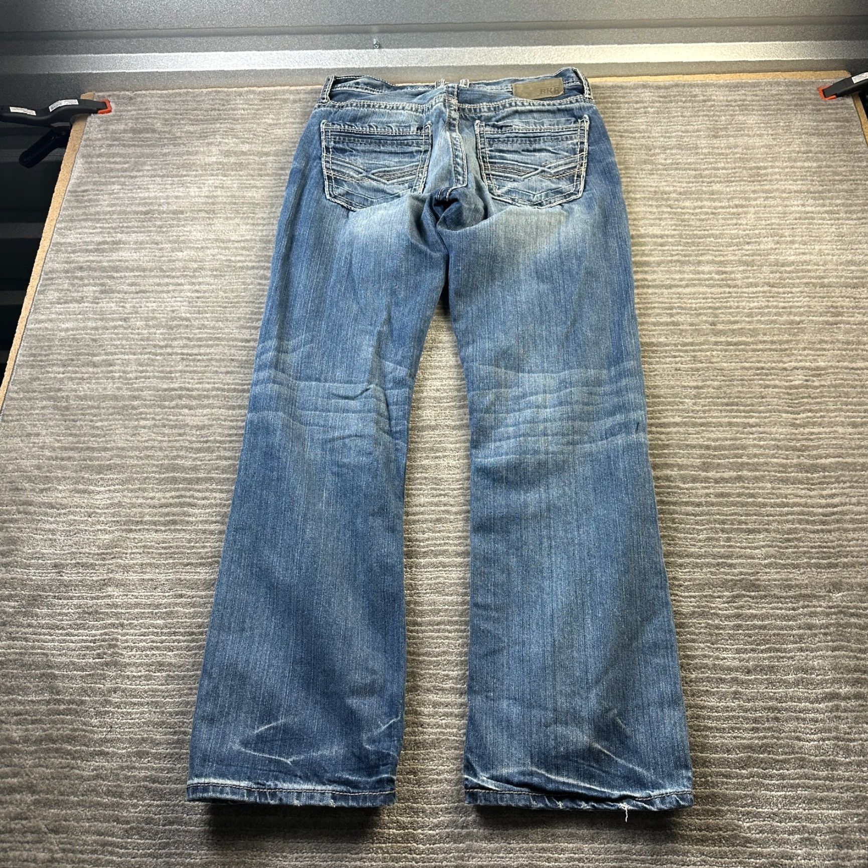 Vintage BKE Jeans Mens 31x31 Jake Blue Denim Pants Ranchwear Cowboy Rodeo Thick Stitch Shirt? Size US 31 - 2 Thumbnail