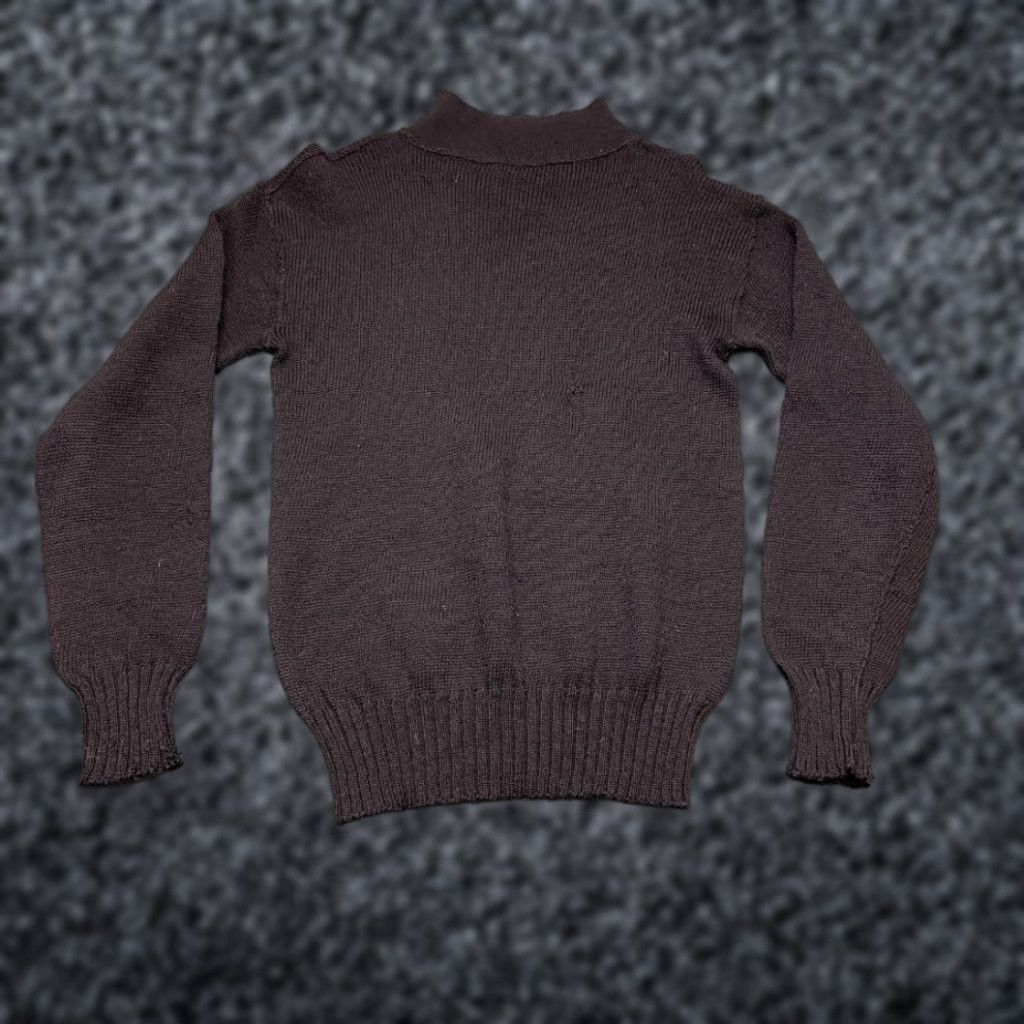Vintage US Navy Sweater Womens Medium Black Tight-Knit Wool Mock Neck Ribbed Trim 40-42 Size M / US 6-8 / IT 42-44 - 1 Thumbnail