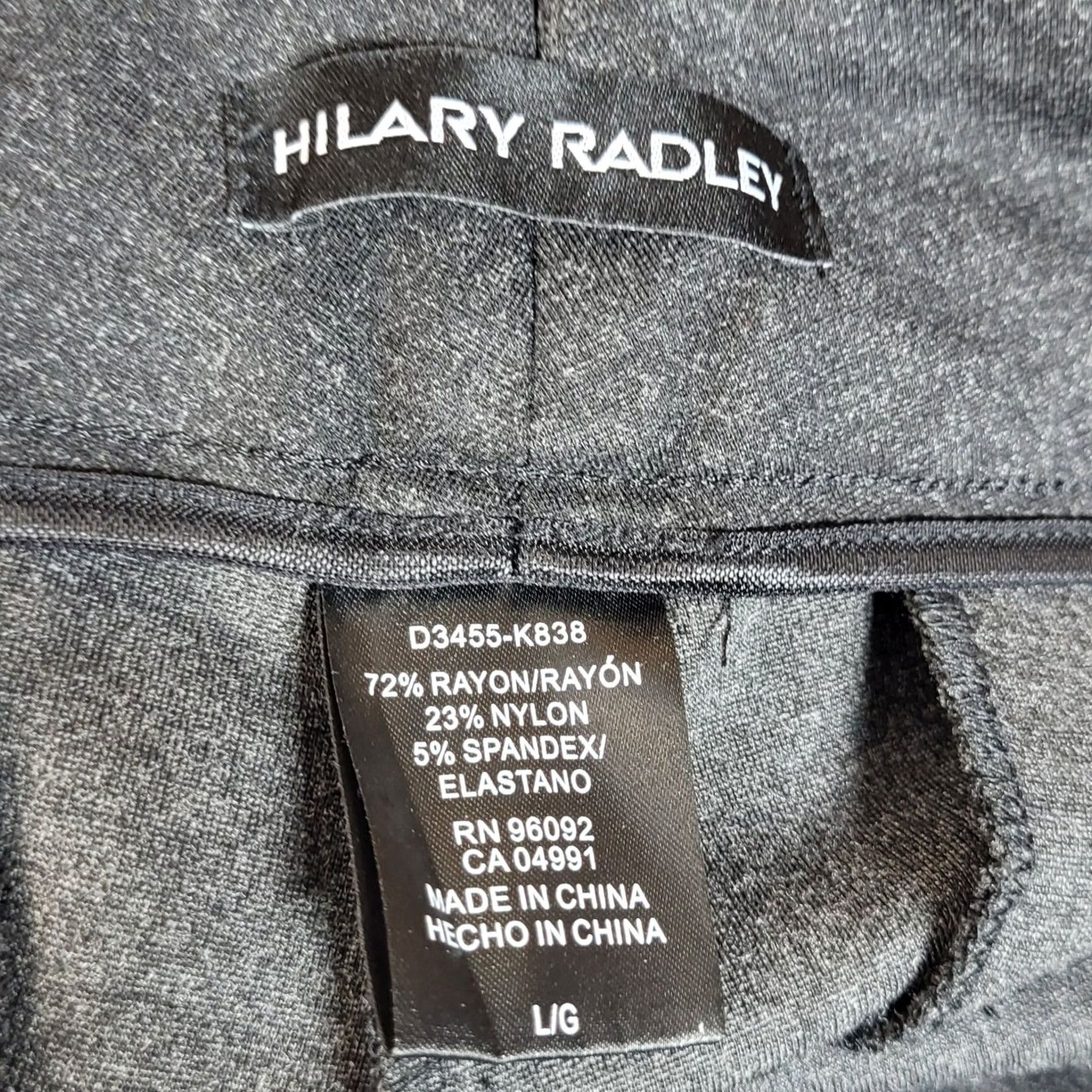 Vintage Hilary Radley Dress Pants Womens L Large Pintuck Pull On Ankle Dark Gray Knit Straight Front Pocketing Slimming Comfort Black/Gray Size 36" / US 14 / IT 50 - 5 Thumbnail