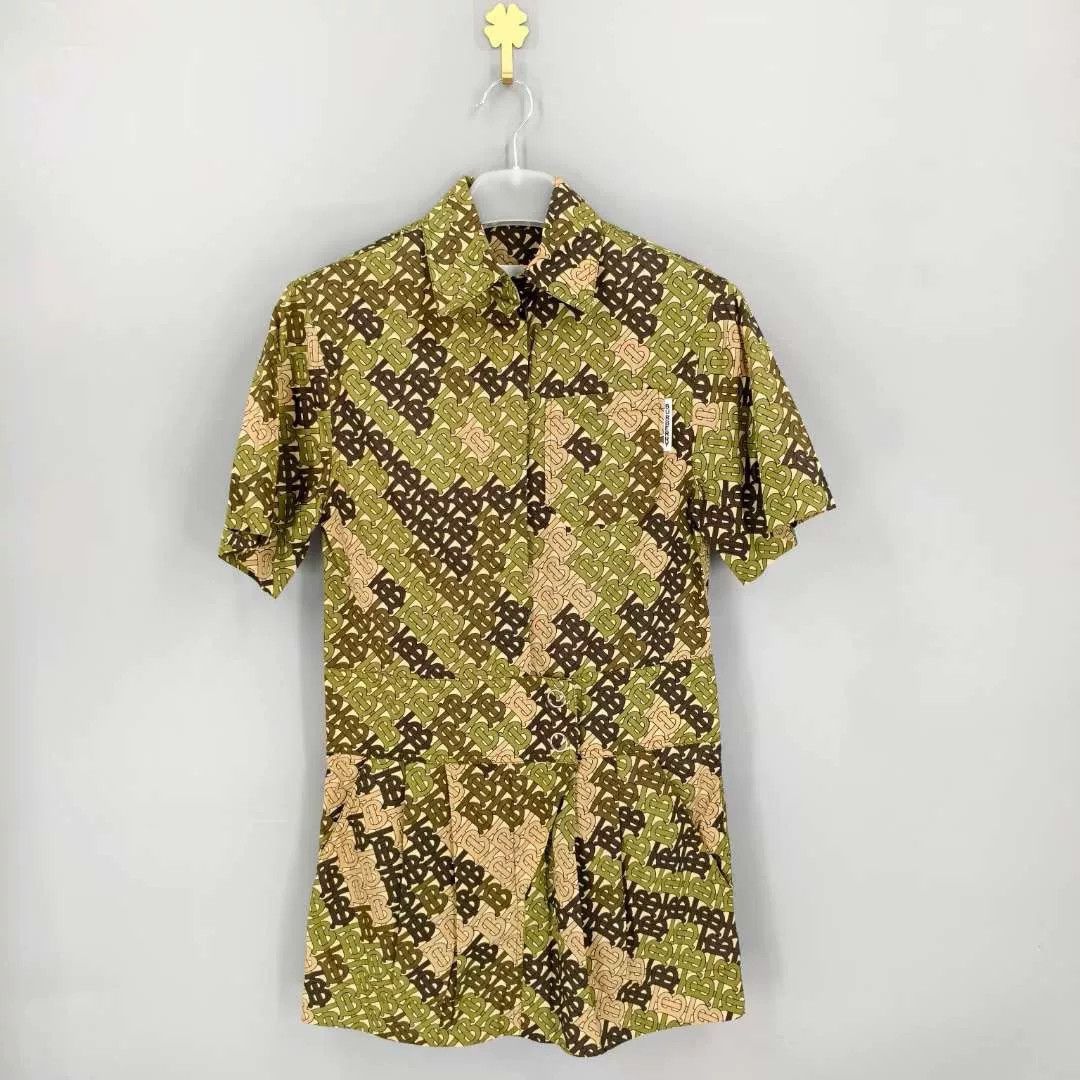 Burberry Burberry Army Green All-Over Print Short-Sleeve Dress Size XXS / US 00 / IT 34 - 1 Thumbnail