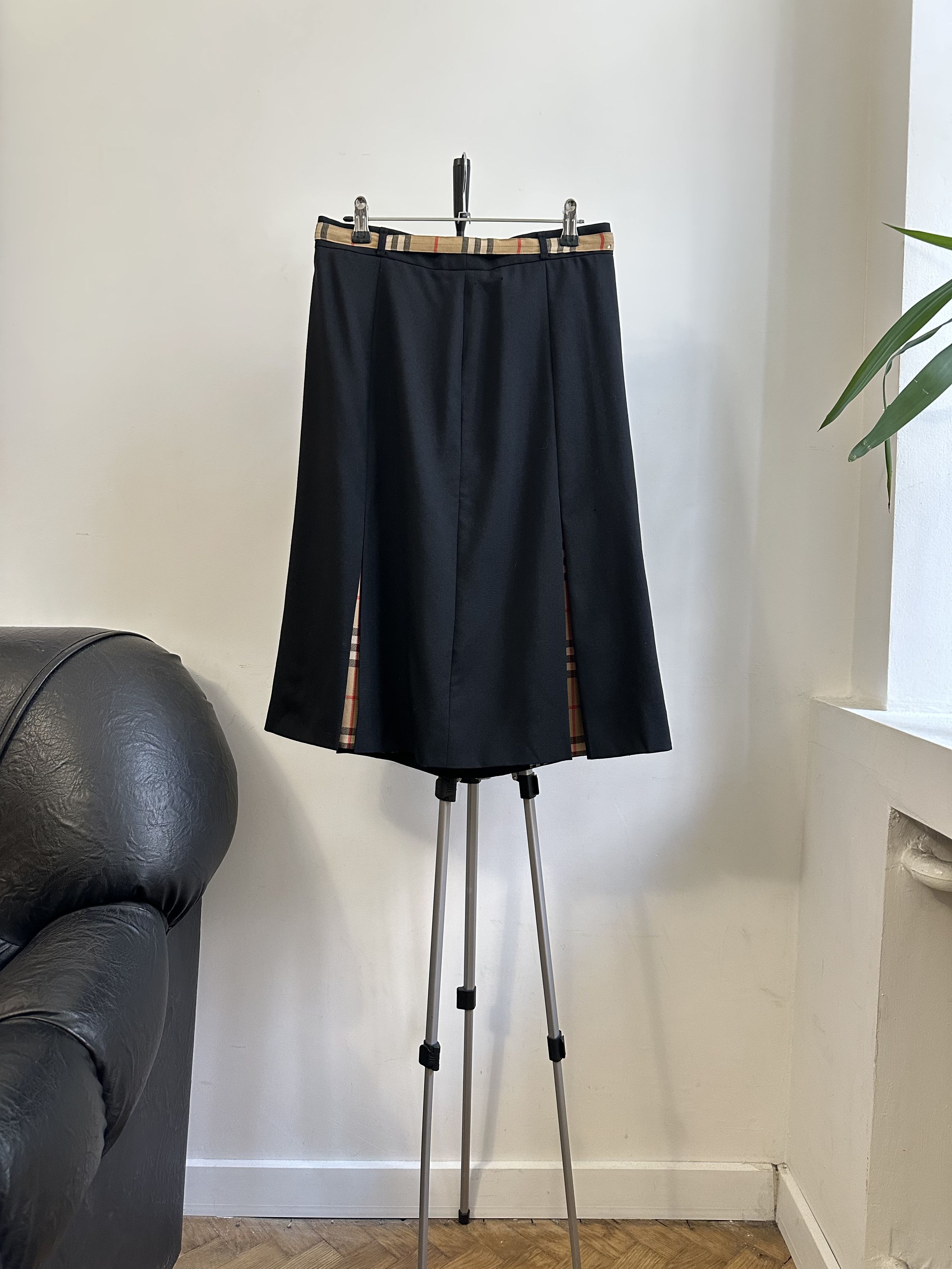 Burberry's Vintage Black Nova Check Wool Skirt