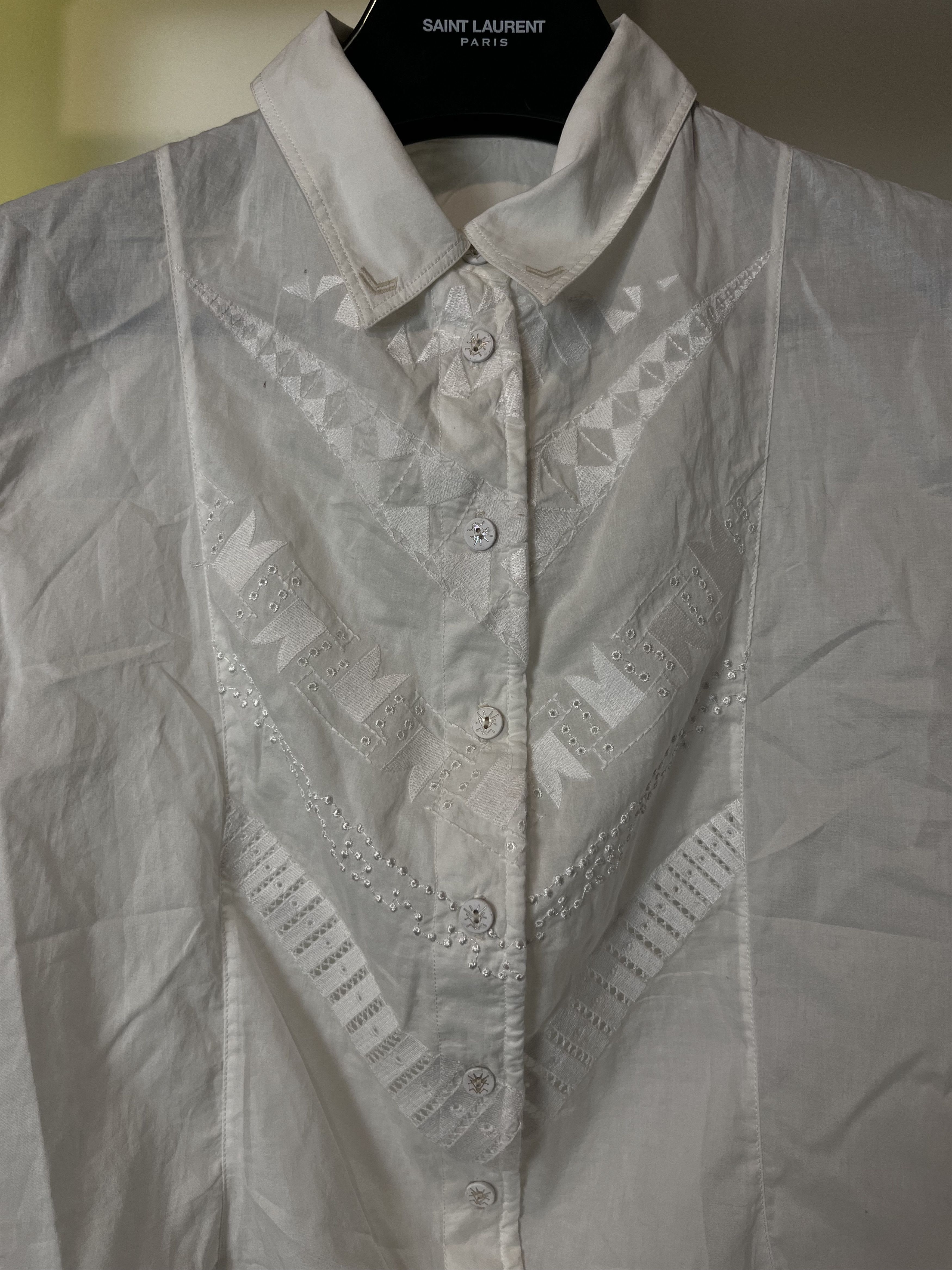 Designer × Marithe + Francois Girbaud × Vintage 90s Vintage Marithe Francois Girbaud White Lace Mesh Shirt Size S / US 4 / IT 40 - 3 Thumbnail
