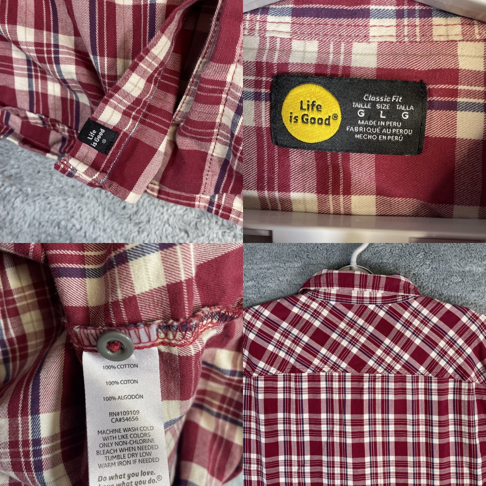 Life is Good Life is Good Shirt Mens Large Red Plaid Long Sleeve Button-Up Casual Prep Size US L / EU 52-54 / 3 - 8 Thumbnail