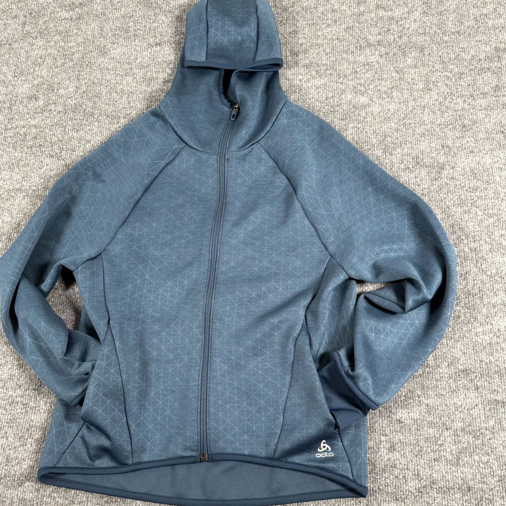 Odlo Odlo Jacket Womens XS Blue Geometric Full Zip Hooded Performance Size XS / US 0-2 / IT 36-38 - 6 Thumbnail