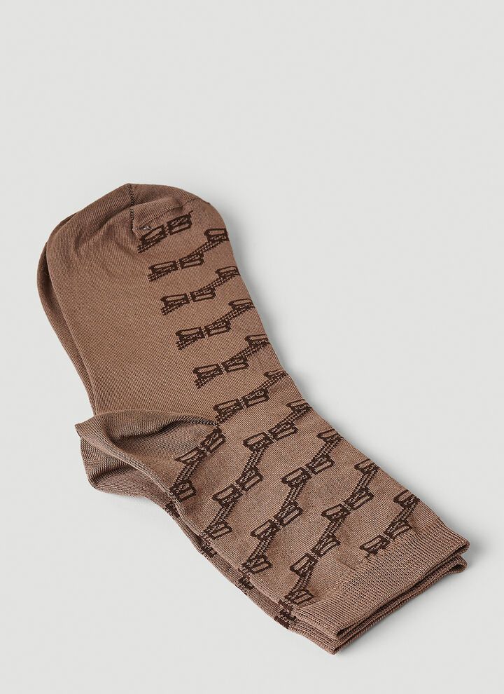 Balenciaga o1mt1gz0724 Size: OS / Monogram Socks in Beige Size ONE SIZE - 4 Thumbnail