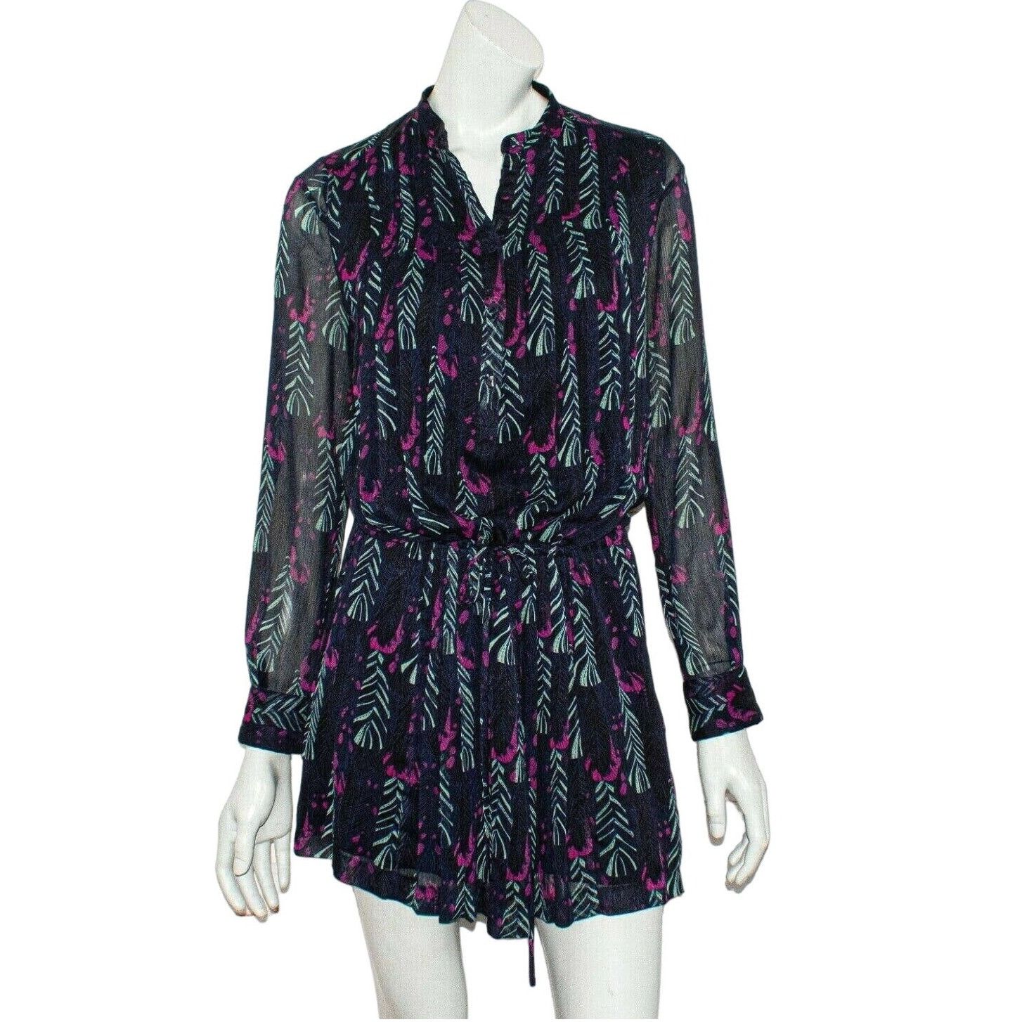 Antik Batik ANTIK BATIK Flint Mini Dress Silk Blue Black Print Sz Small Size S / US 4 / IT 40 - 2 Thumbnail