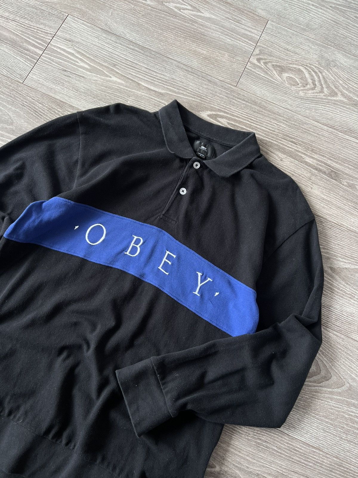 Japanese Brand × Obey ‼️Obey Worldwide Authentic Big Logo Polo Neck Long Sleeve Tee Size US S / EU 44-46 / 1 - 14 Thumbnail