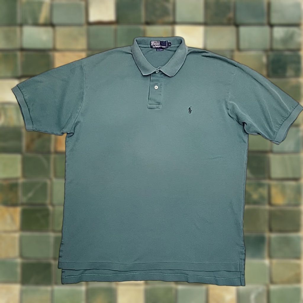Ralph Lauren VINTAGE Polo Ralph Lauren Shirt Mens L Green Solid 100% Cotton Preppy Casual Size US L / EU 52-54 / 3 - 1 Thumbnail