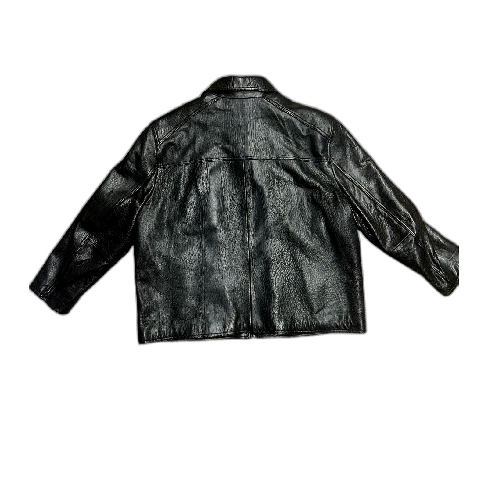 Andrew Marc Andrew Marc Black Leather Full Zip Bomber Jacket Motorcycle Size US XXL / EU 58 / 5 - 3 Thumbnail