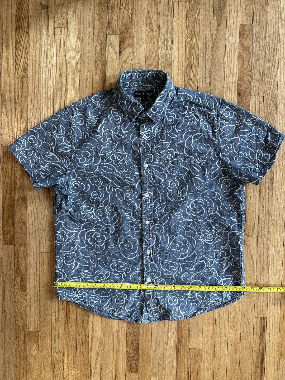 J.Crew Floral Chambray Short Sleeve Button Down Navy Jcrew Size 10 Size US L / EU 52-54 / 3 - 5 Thumbnail