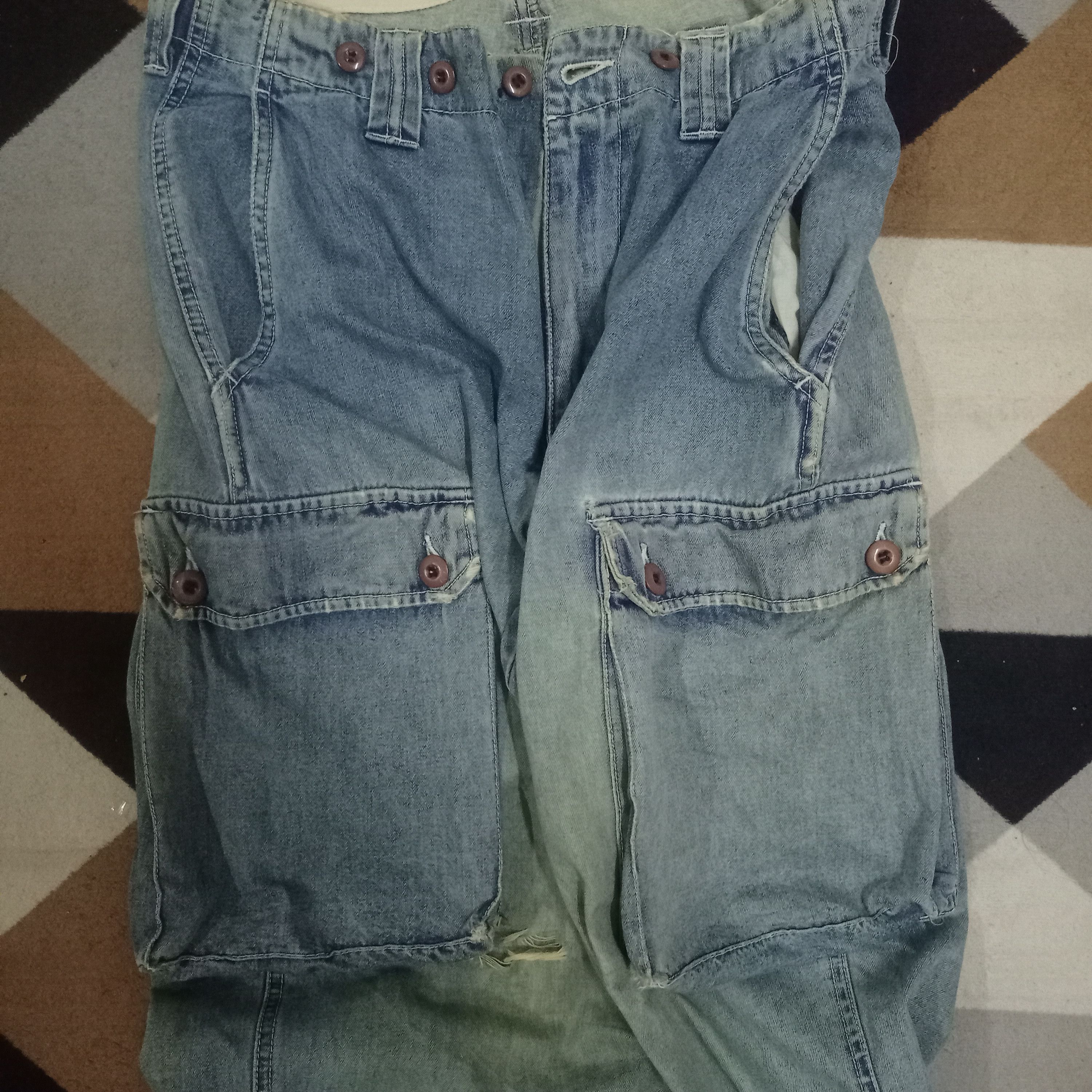 Japanese Brand Vintage Japanese Mud Wash Baggy Cargo Denim Monkey Pants Size US 30 / EU 46 - 7 Thumbnail