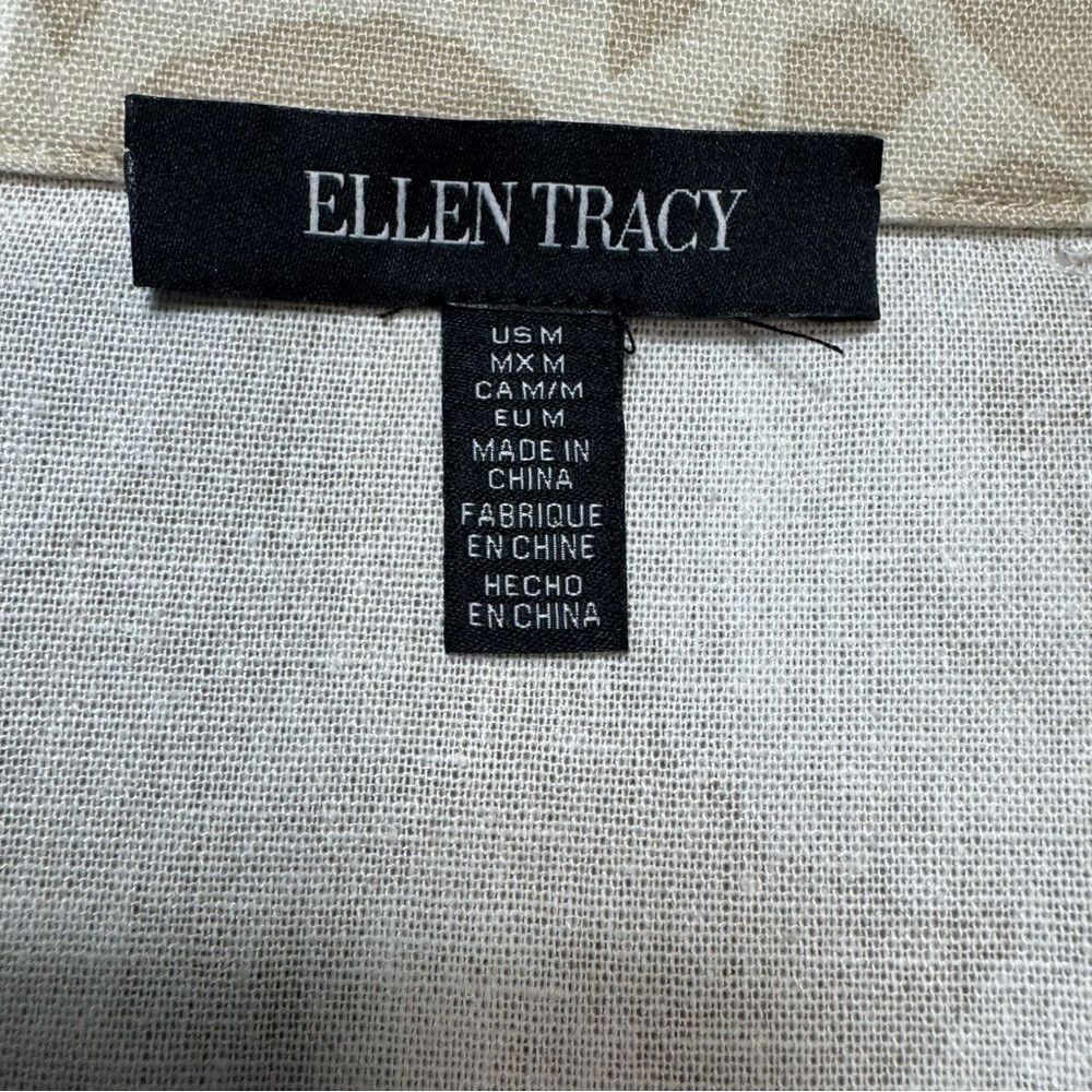 Ellen Tracy NWT New $89 Ellen Tracy Linen Blend Beige Floral Tie Front Size M / US 6-8 / IT 42-44 - 6 Thumbnail