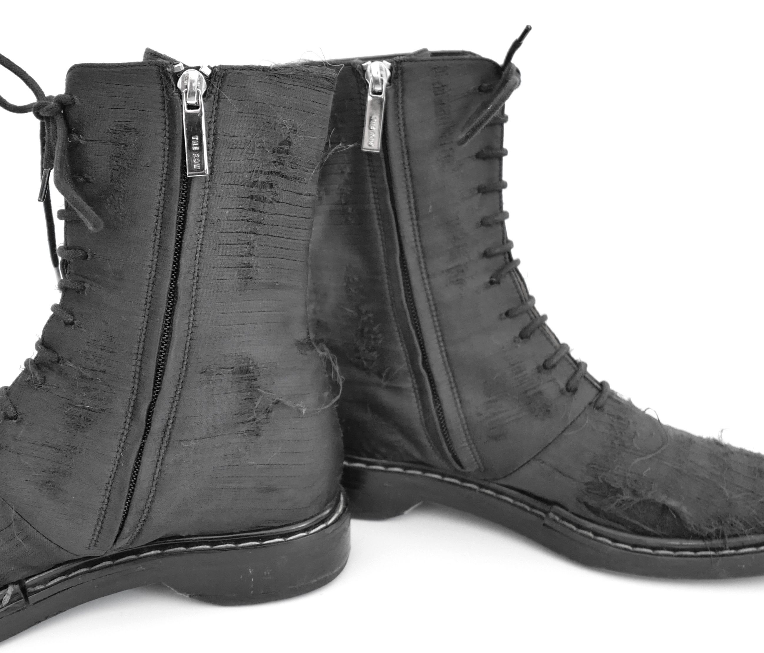 The Row The Row Fara Distressed Silk Combat Boots Size US 7.5 / IT 37.5 - 4 Thumbnail