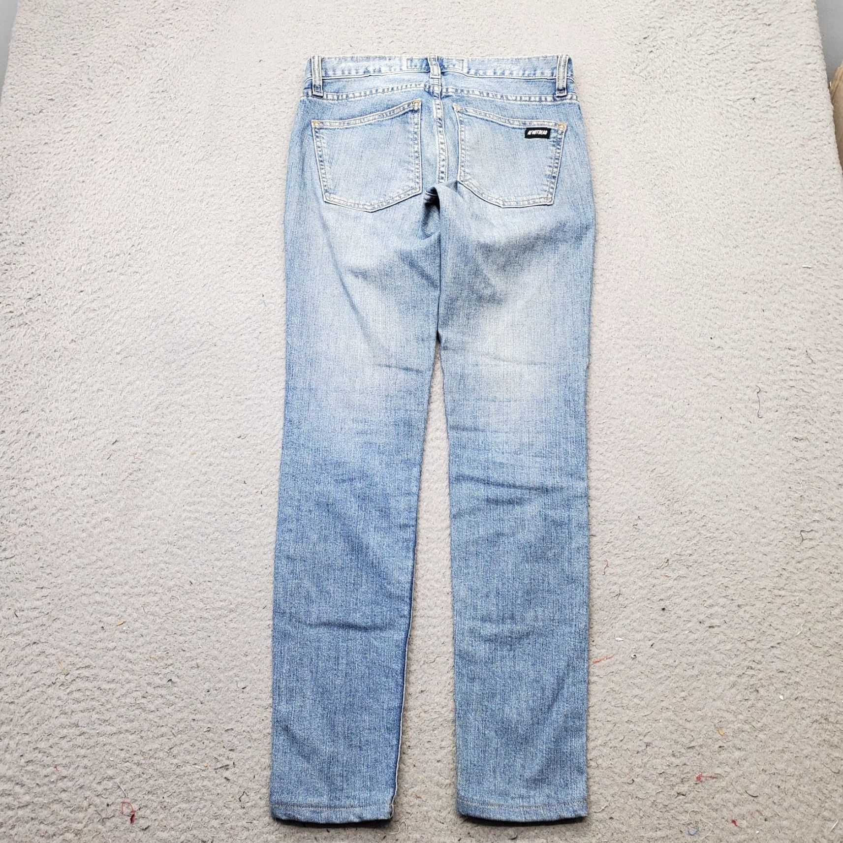 Vintage Ay Not Dead Jeans Womens 24 Blue Denim Leather Knee Patches Skinny Streetwear Womens Size 24 Jeans Size 42" / US 20 - 2 Thumbnail