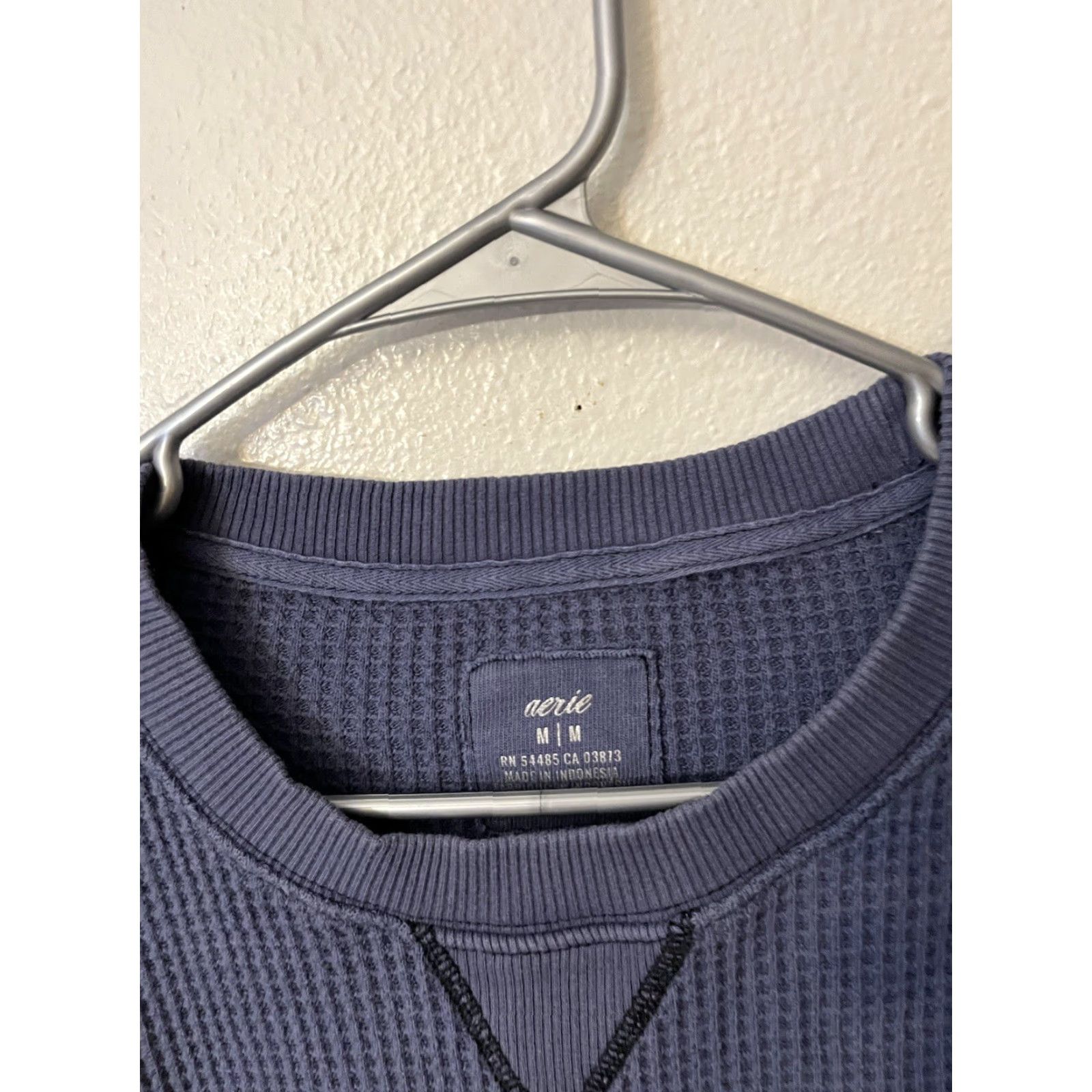 Vintage AERIE Blue Oversized Pullover Sweatshirt Ribbed Split Side Womens Mediu Size M / US 6-8 / IT 42-44 - 2 Thumbnail