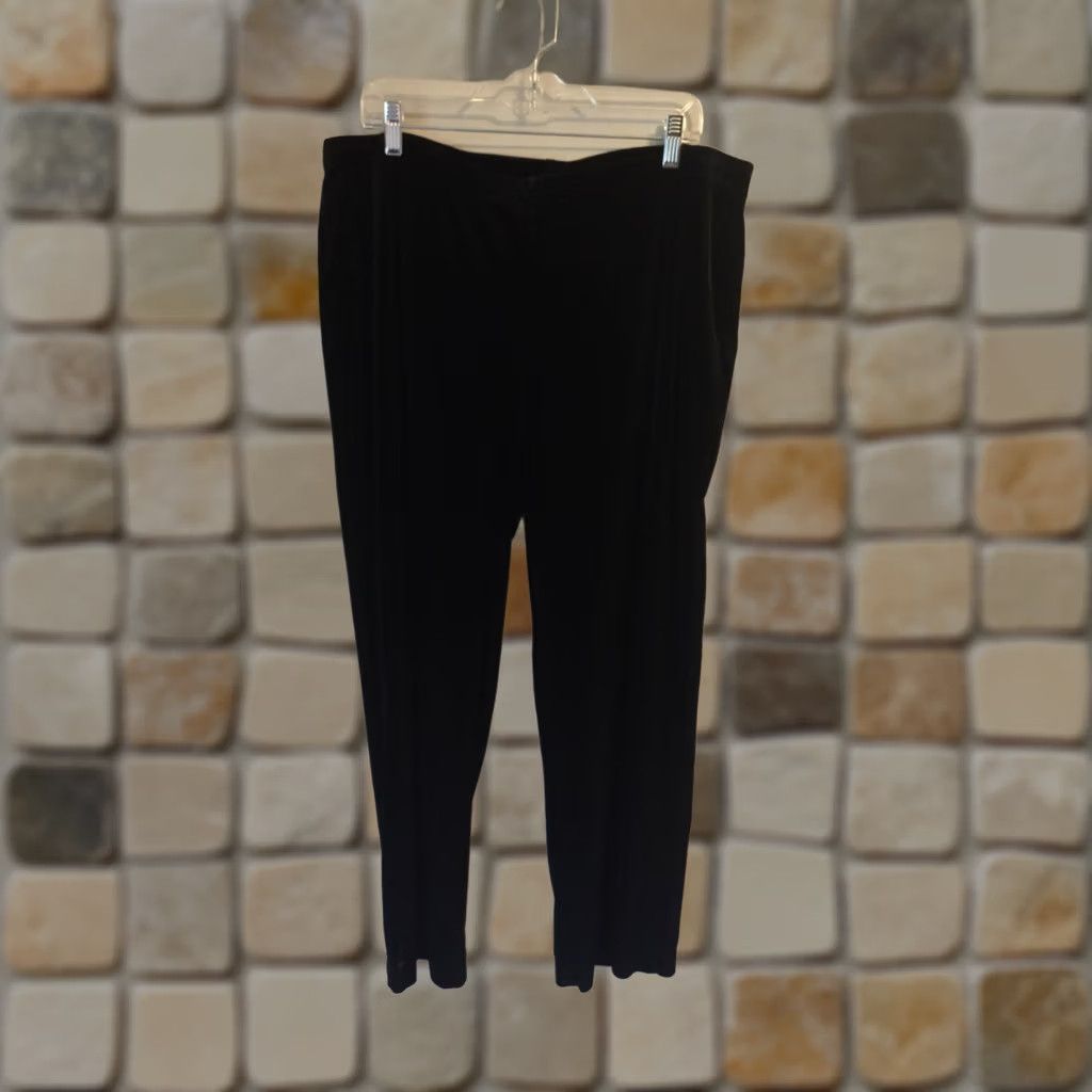 Element Elementz Woman Black Velvet Elastic Waist Pants 2X Plus Size 40" / US 18 - 1 Thumbnail