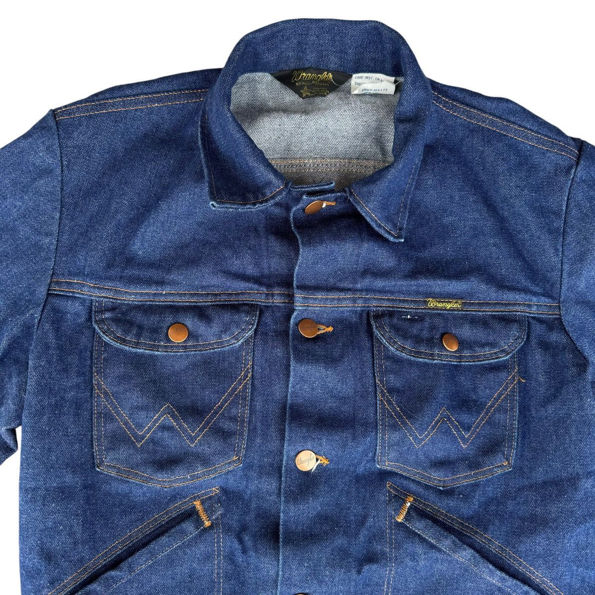 Vintage × Wrangler 74126NV 70s True Vintage Wrangler Navy Denim Trucker Jacket Size US XXS / EU 40 - 9 Thumbnail