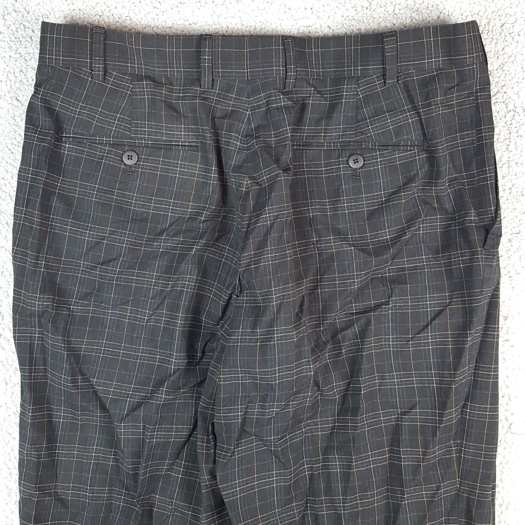 Vintage VINTAGE Tehama Dress Pants Black Plaid Check 35x33 Men Straight Leg Pockets 90s Workwear Preppy Golf Modern Style Size US 35 - 5 Thumbnail