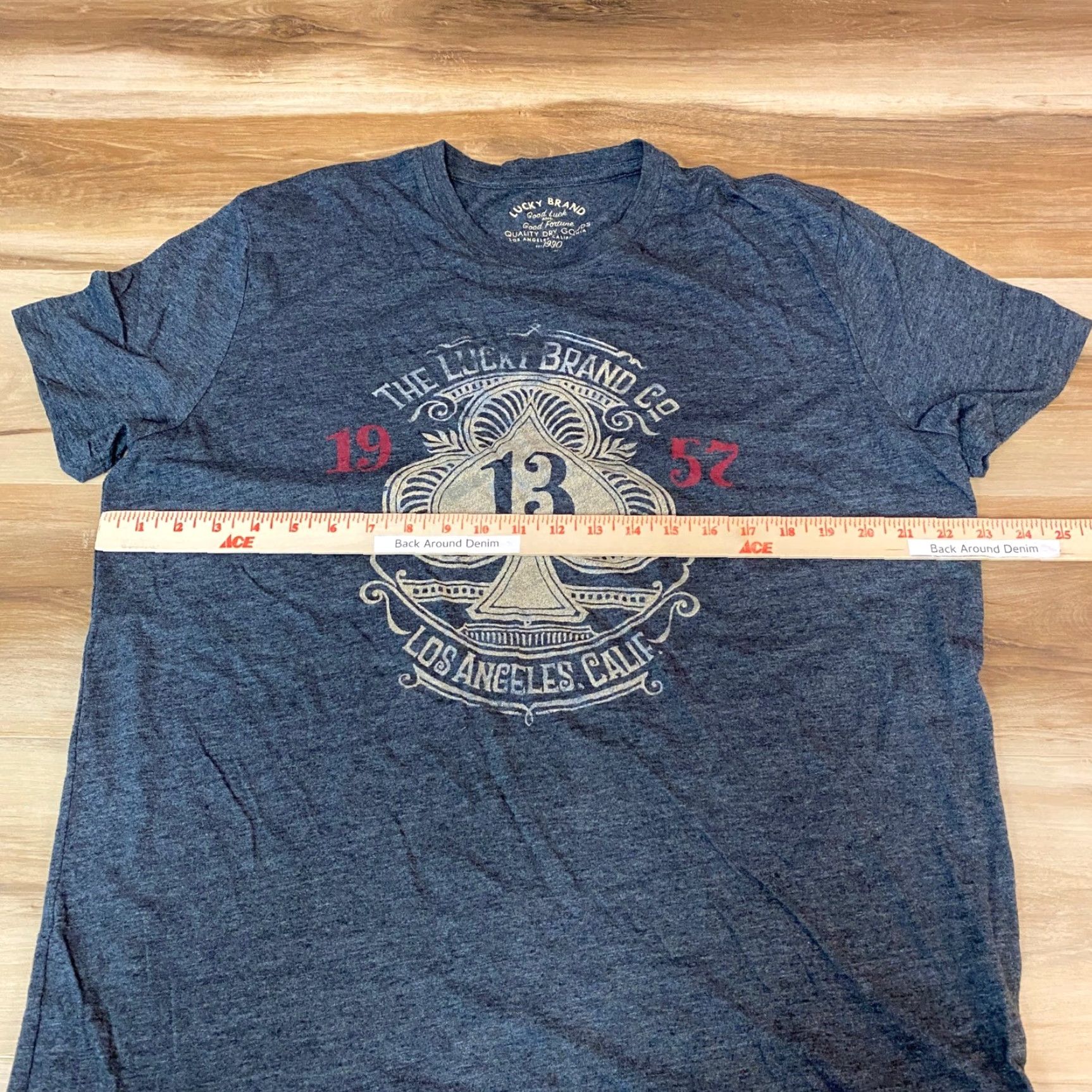 Lucky Brand Lucky Brand Shirt Men XL Heathered Gray Ace Spade 13 Los Angeles Graphic Tee Vintage Style 3-13 19 57 Crew Neck Short Sleeve Size US XL / EU 56 / 4 - 6 Thumbnail