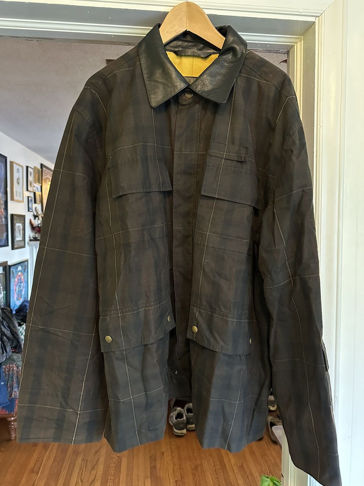 Image of Aime Leon Dore Waxed Country Jacket - Brown Plaid, Men's (Size 2XL)