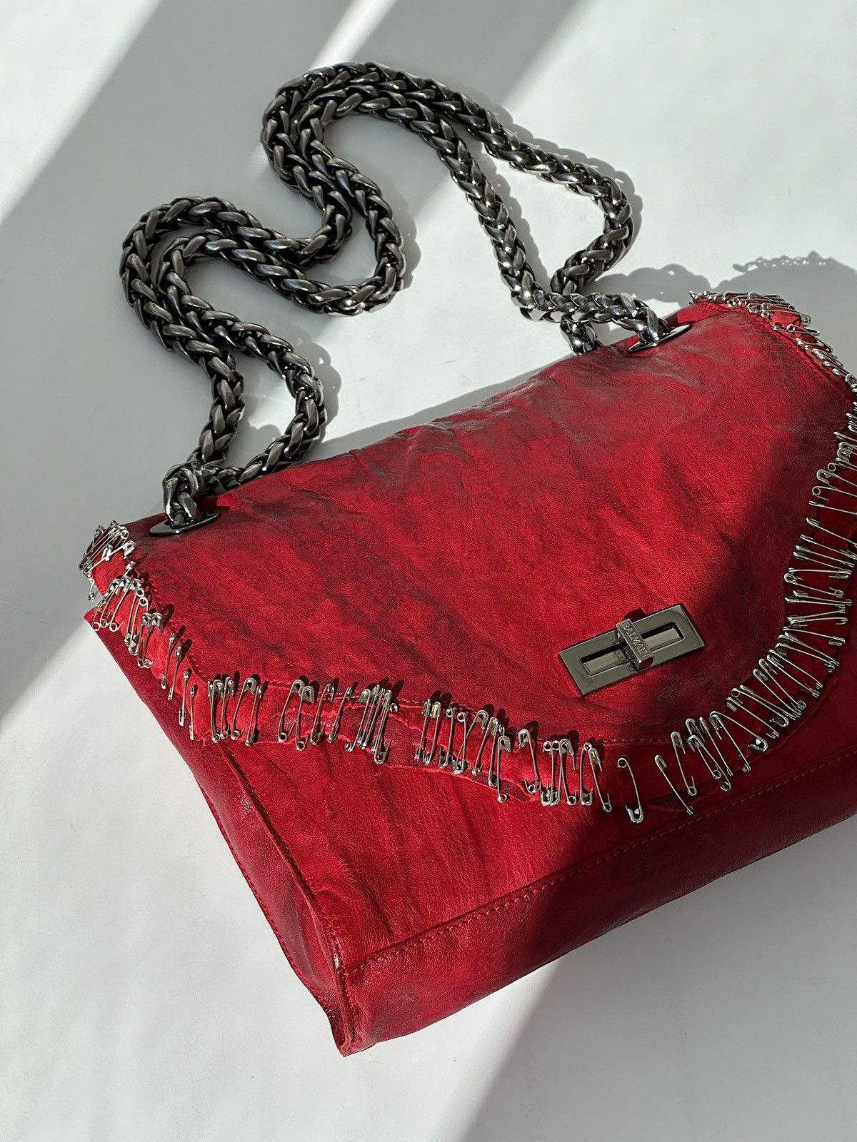 Balmain BALMAIN by Decarnin SS2011 Safety Pin Red Leather Bag runway Size ONE SIZE - 9 Thumbnail