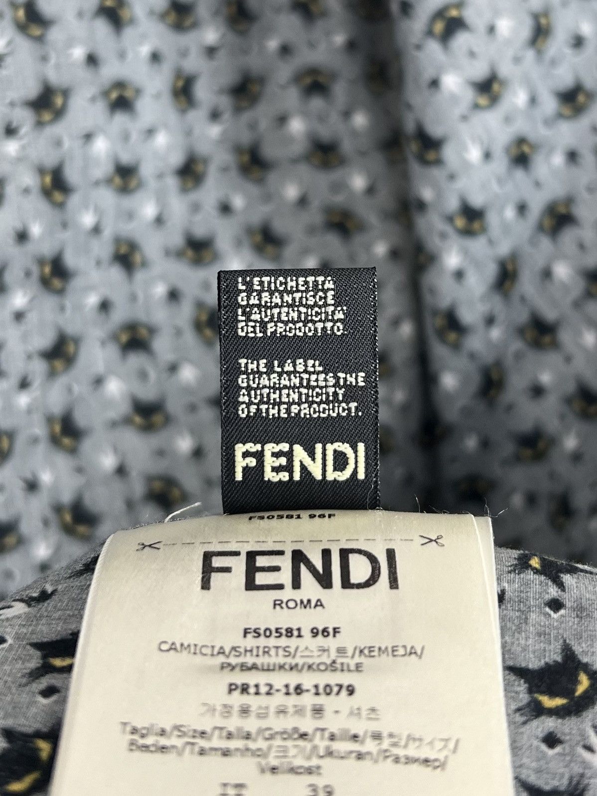Fendi FENDI ROMA Shirt Button Up Monogram Monster Cat Eyes Pattern Size US S / EU 44-46 / 1 - 14 Thumbnail
