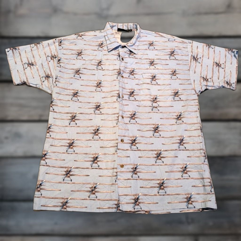 Vintage Vintage Monzini Collection SS Button Up Shirt Mens Airplanes AOP Sz L USA Made Size US L / EU 52-54 / 3 - 1 Thumbnail