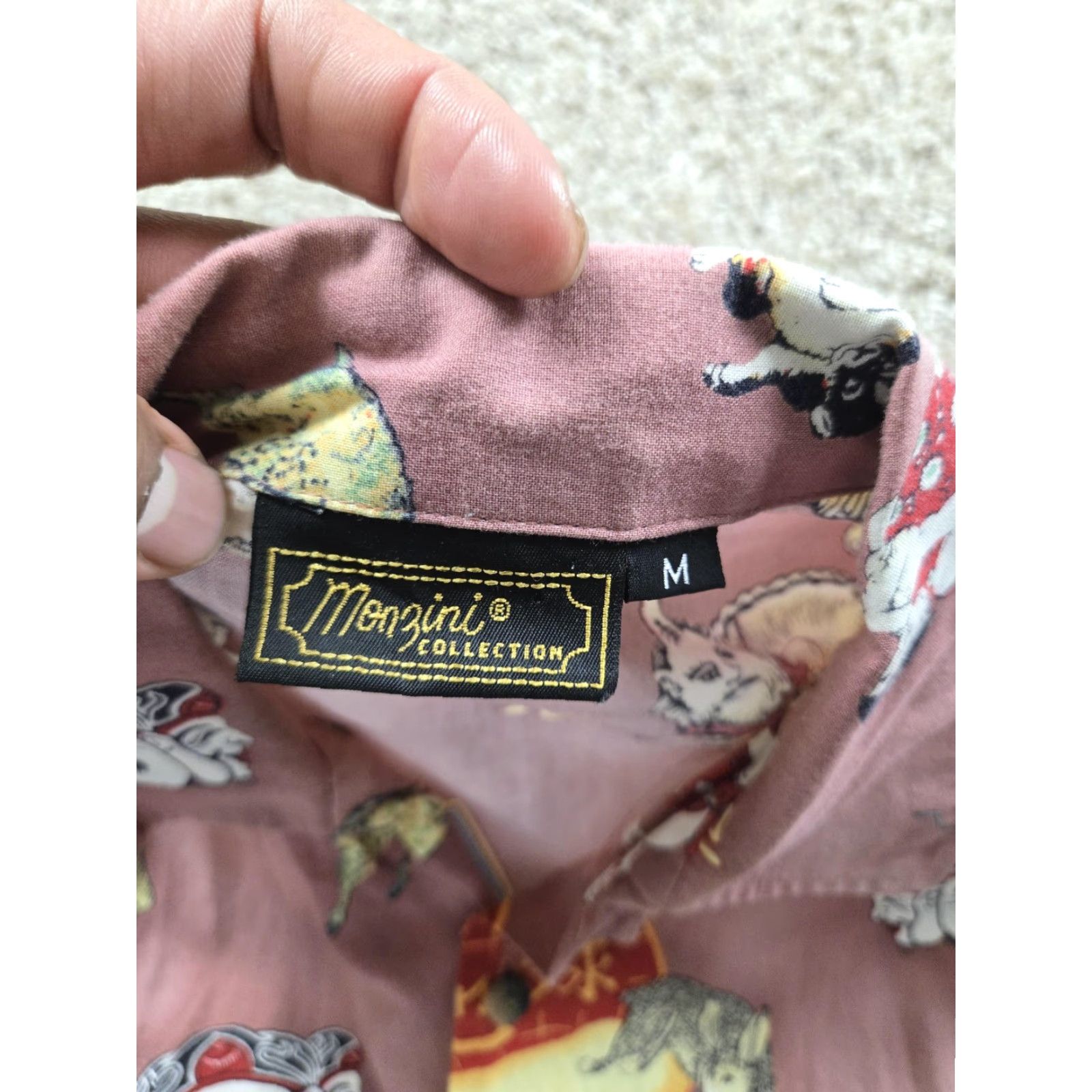 Vintage VINTAGE Monzini Collection Shirt Mens M Pink Asian Graphic Print Button Up Size US M / EU 48-50 / 2 - 3 Thumbnail