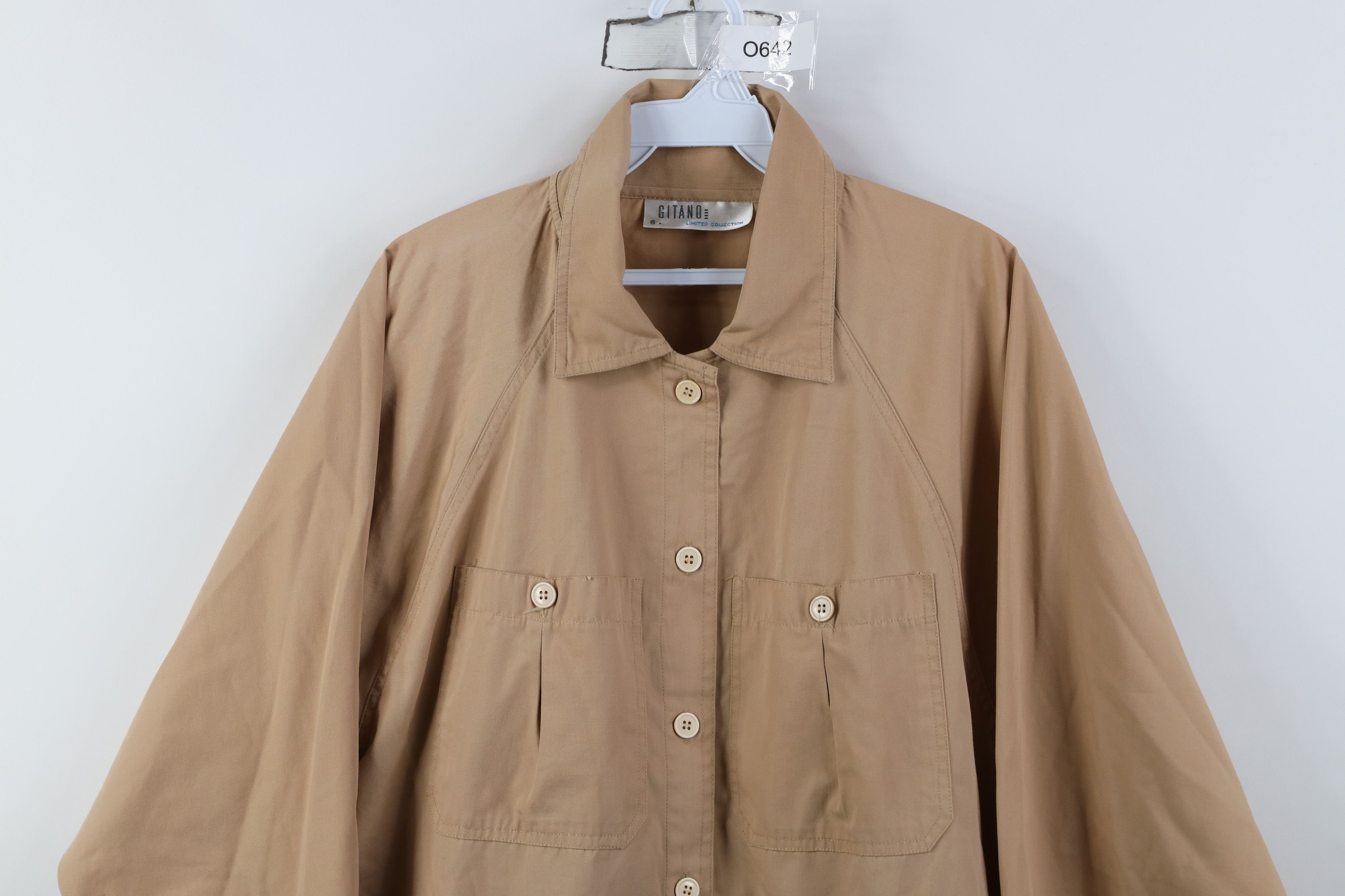 Vintage Vintage 90s Streetwear Big Pocket Shirt Bomber Jacket Beige Size L / US 10 / IT 46 - 2 Thumbnail
