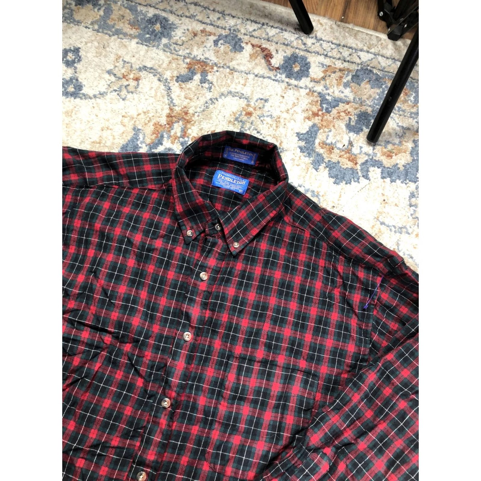 Pendleton VINTAGE Pendleton Shirt Mens XL Red Green Plaid Wool Long Sleeve Button-Down Shirt Size US XL / EU 56 / 4 - 6 Thumbnail
