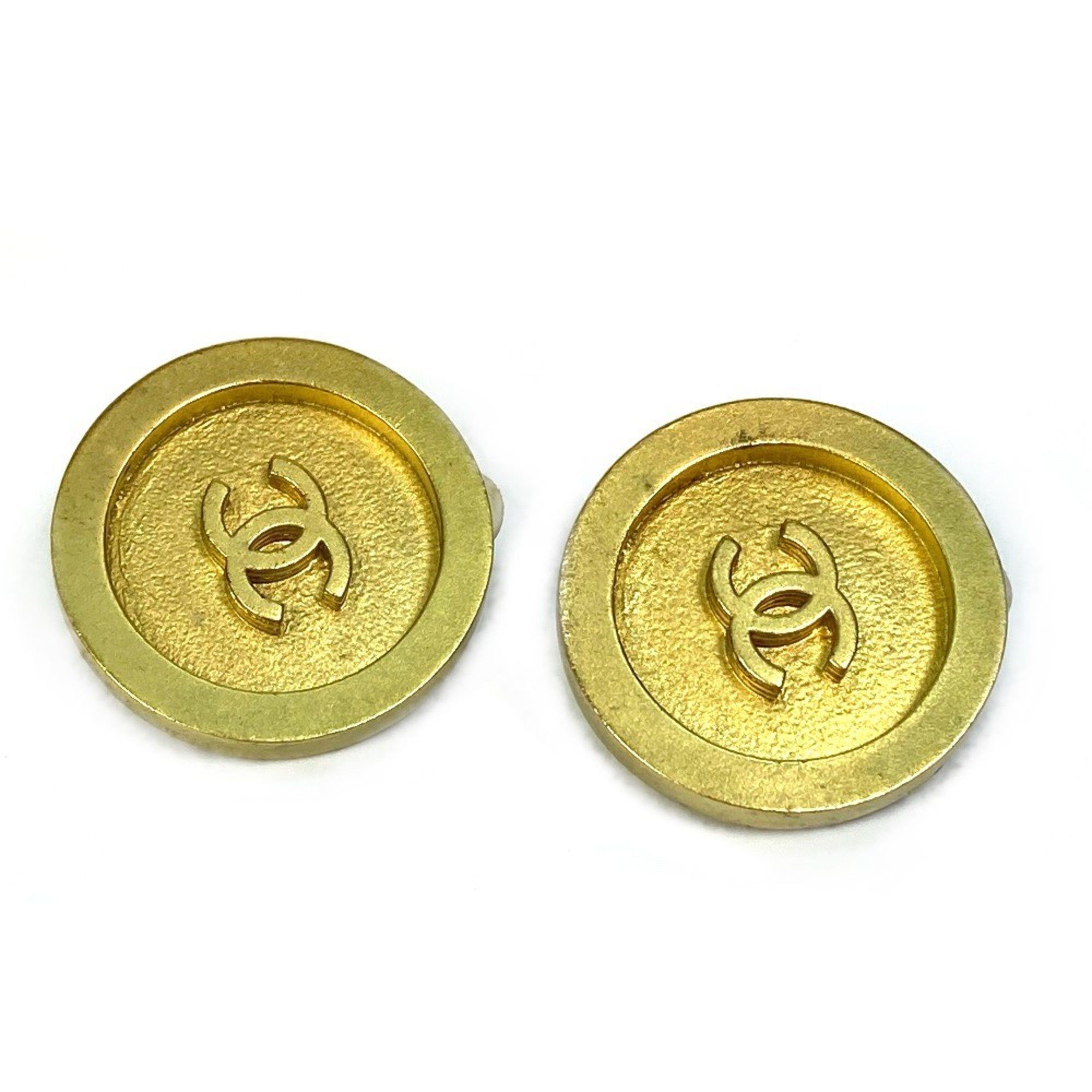 Chanel Chanel CC Mark Circle Round Earrings Gold Size ONE SIZE - 1 Thumbnail