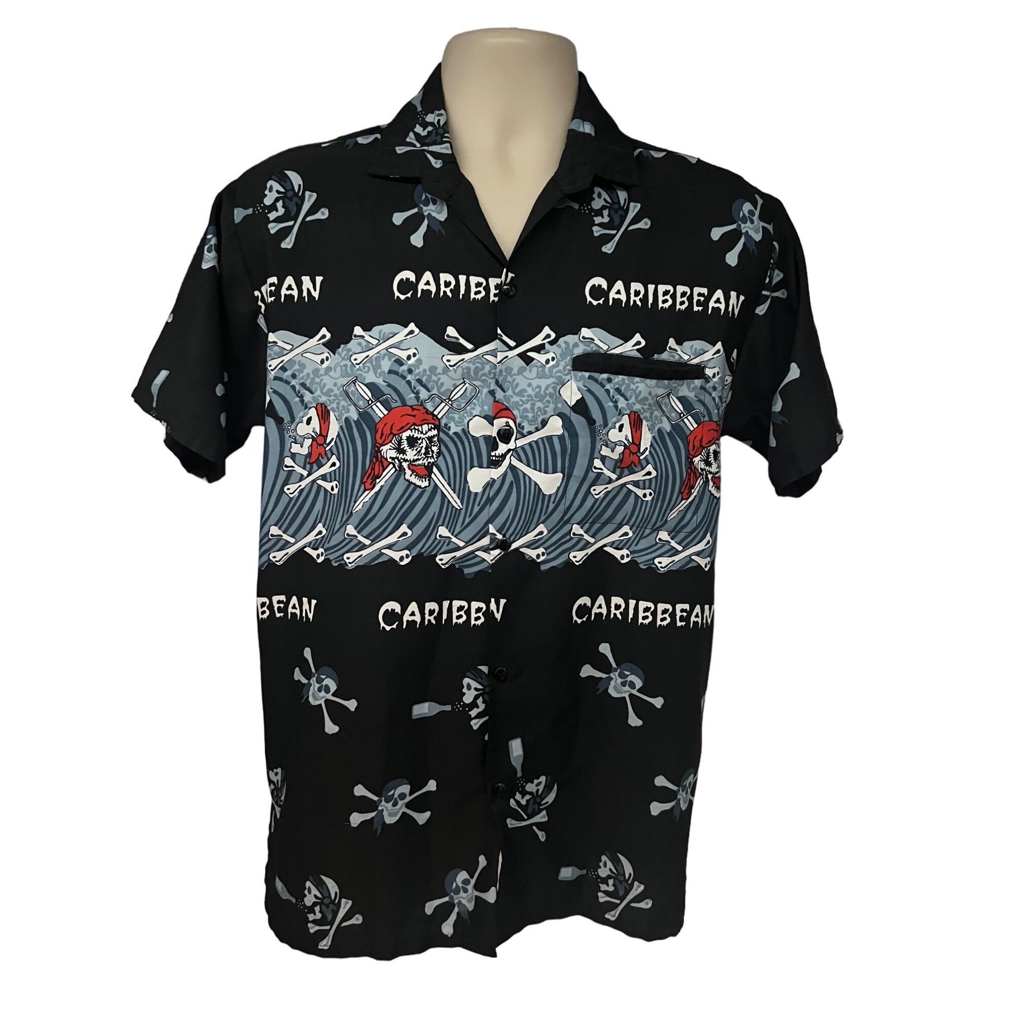 Vintage Rima Mens Black Hawaiian Button Up Shirt Medium Welt Pocket Size US M / EU 48-50 / 2 - 1 Thumbnail