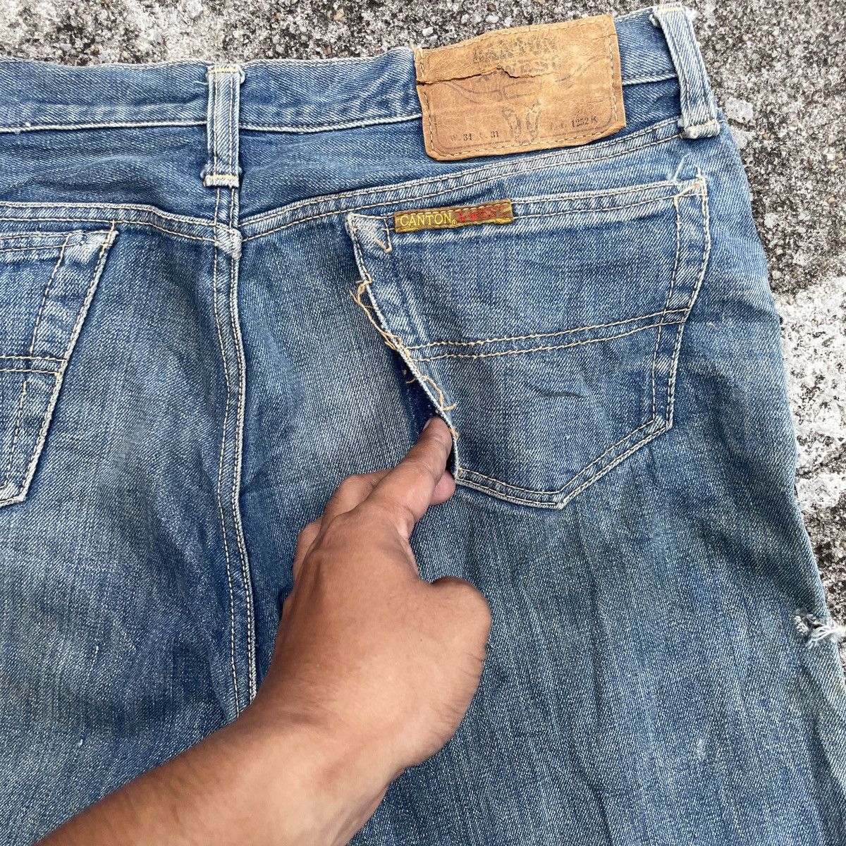 Vintage Canton Distressed Selvedge Denim Workwear Jeans