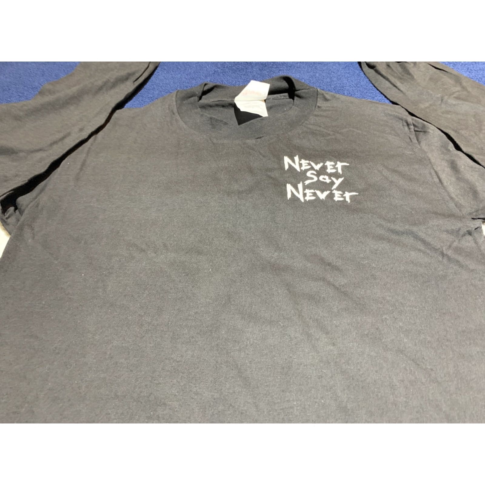 Vintage Christian T-shirt Long Sleeve Black Small “Never Say Never” Philippians 4:13 Size US S / EU 44-46 / 1 - 2 Thumbnail