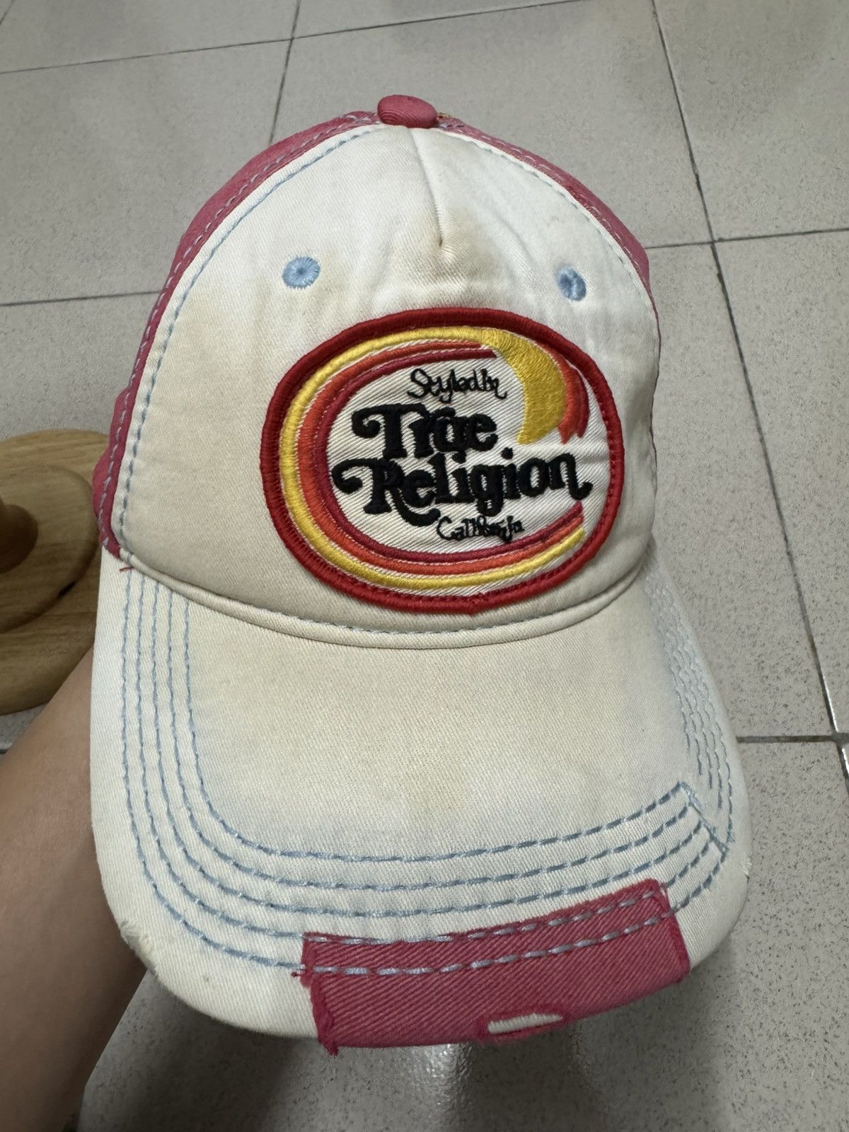 True Religion DISTRESSED DESTROYED TRUE RELIGION SURFING STYLE TRUCKER Size ONE SIZE - 6 Thumbnail