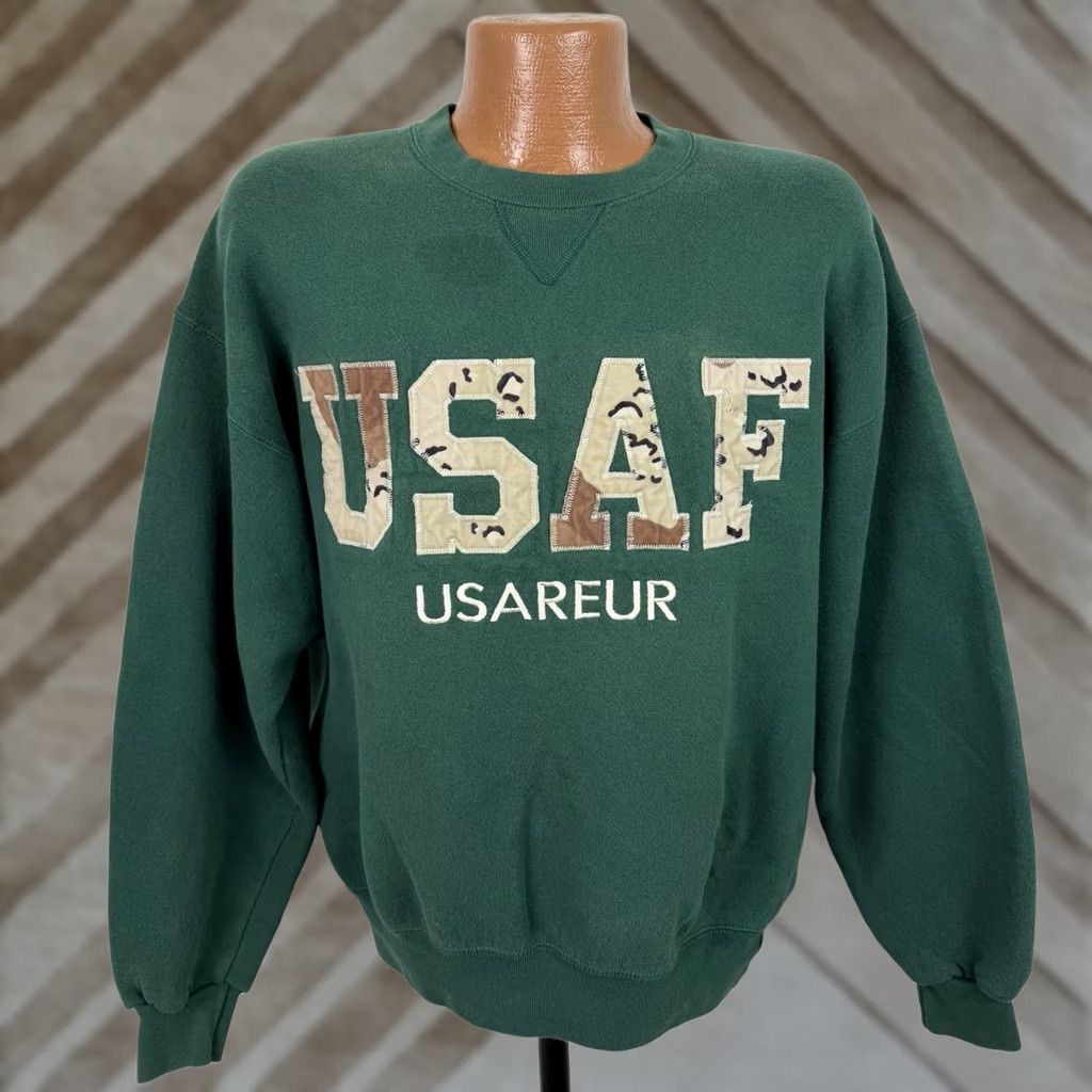 Soffe VINTAGE Soffe Sweatshirt Mens L US Air Force Embroidered Green Cotton Blend Pullover 90s Army Grunge Retro Size US L / EU 52-54 / 3 - 1 Thumbnail