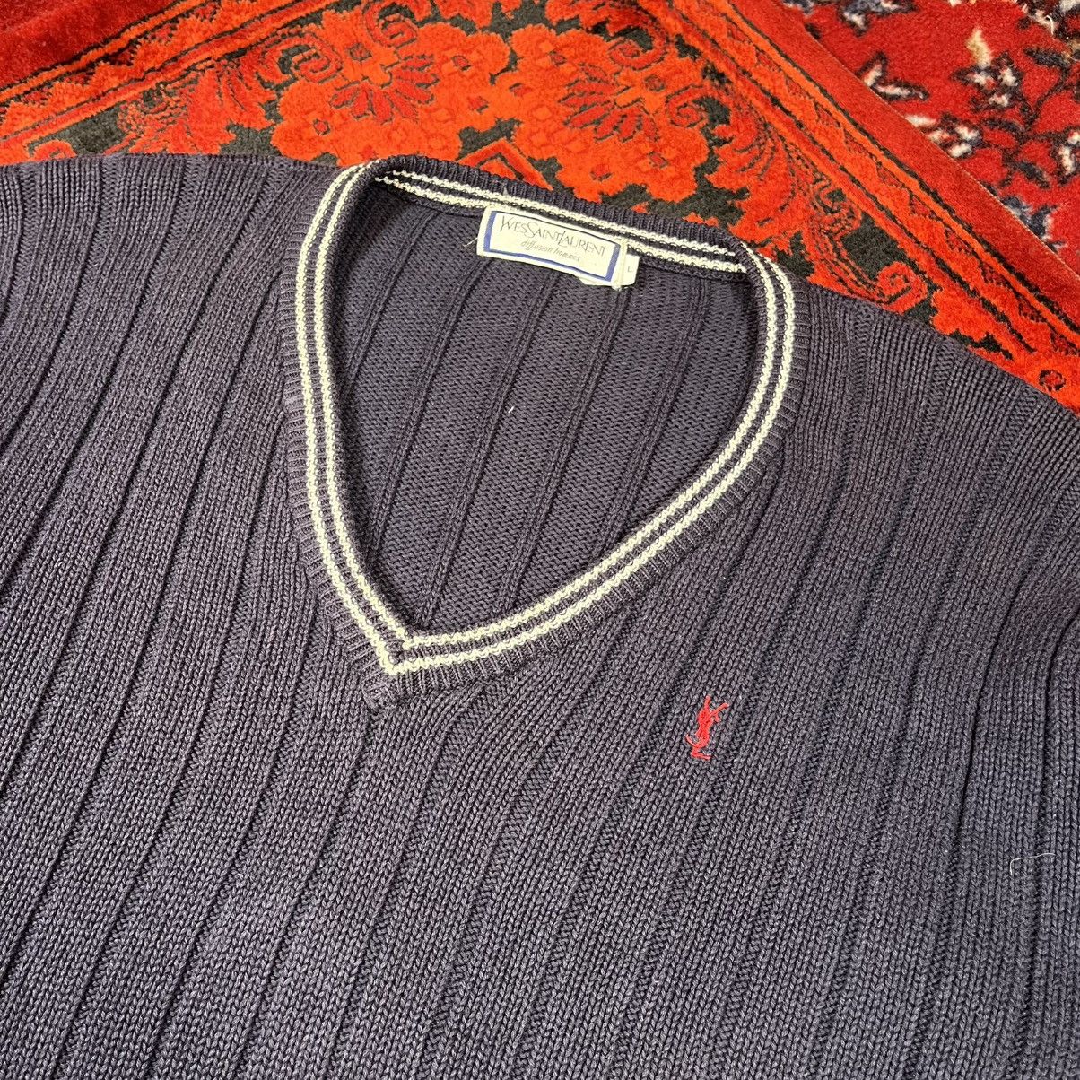 Yves Saint Laurent Vintage 2000s Knitted V-Neck Yves Saint Laurent Sweater Size US L / EU 52-54 / 3 - 3 Thumbnail