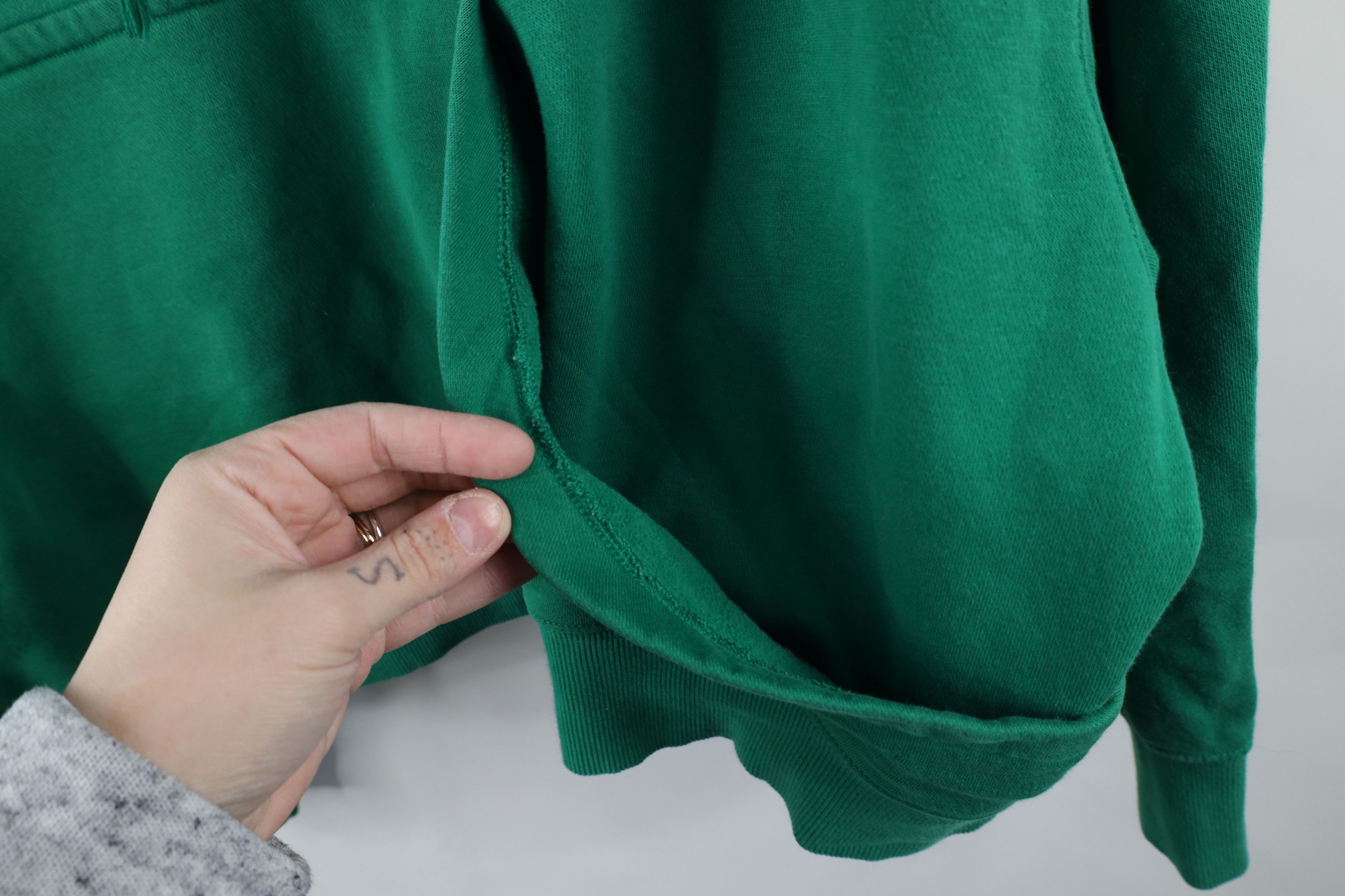 Nike × Vintage Vintage Nike Center Swoosh Cropped Oversized Hoodie Green Size XL / US 12-14 / IT 48-50 - 7 Thumbnail