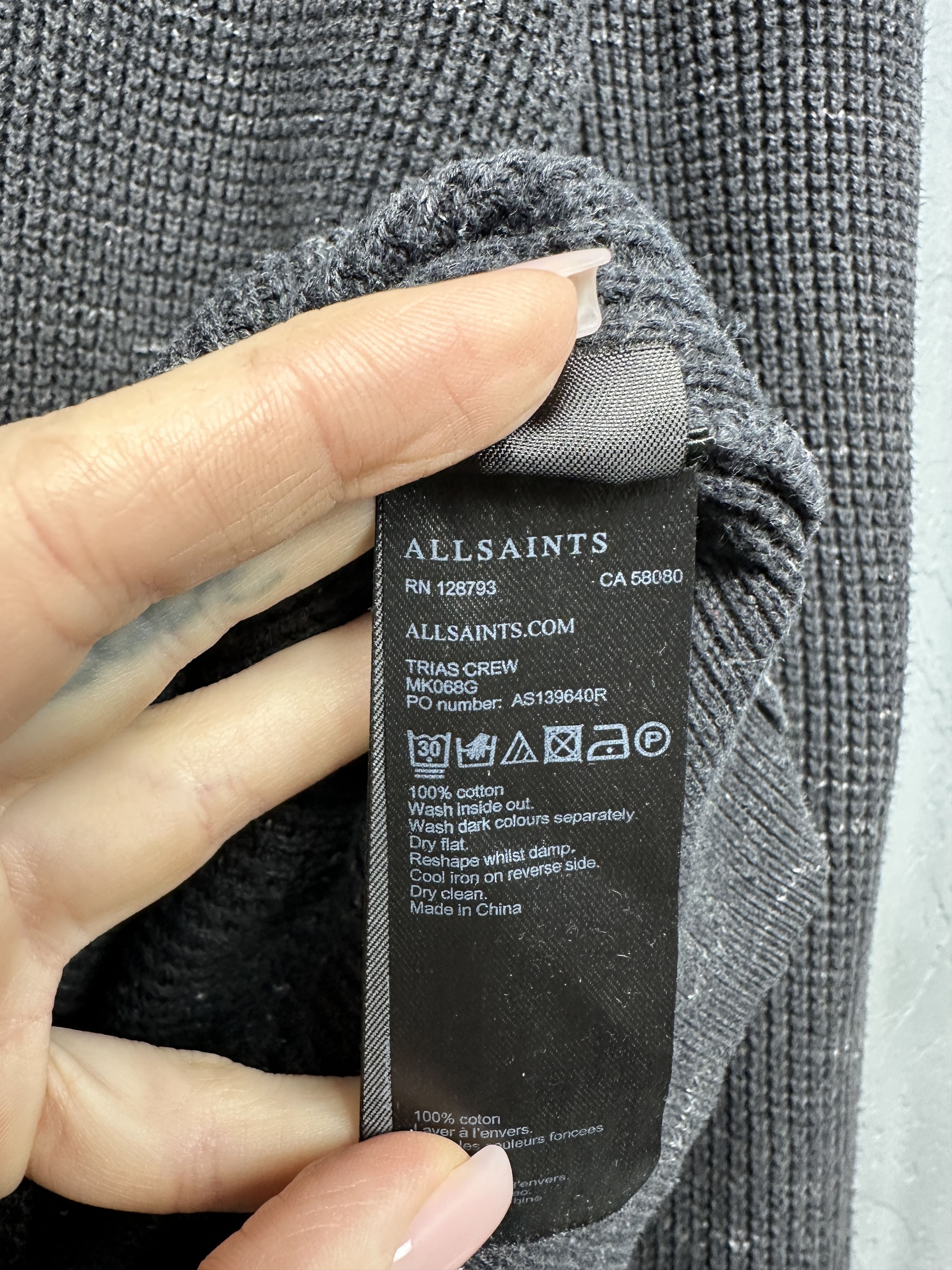 Allsaints Allsaints Trias Mens Cotton Knit Crew Neck Sweater Size US L / EU 52-54 / 3 - 5 Thumbnail