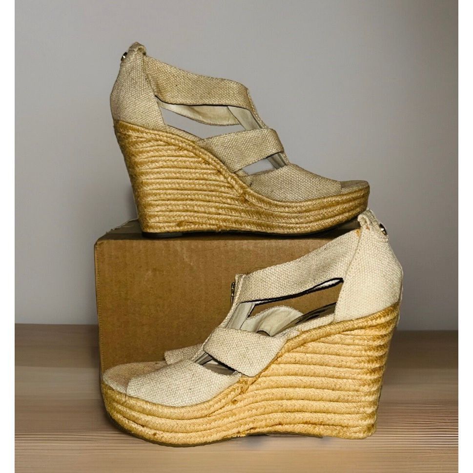 Michael Kors Michael Kors Womens Berkley Cream Wedge Espadrille Sandal Shoes Size 7 Size US 7 / IT 37 - 1 Thumbnail